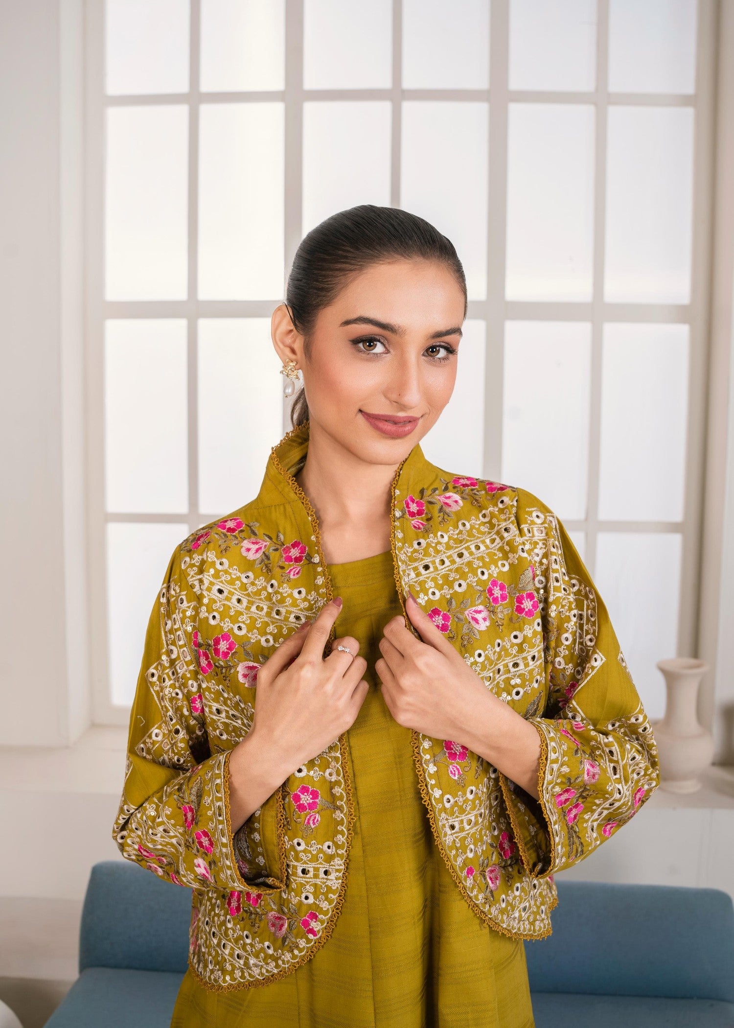 cotton Pishwas in Herb green