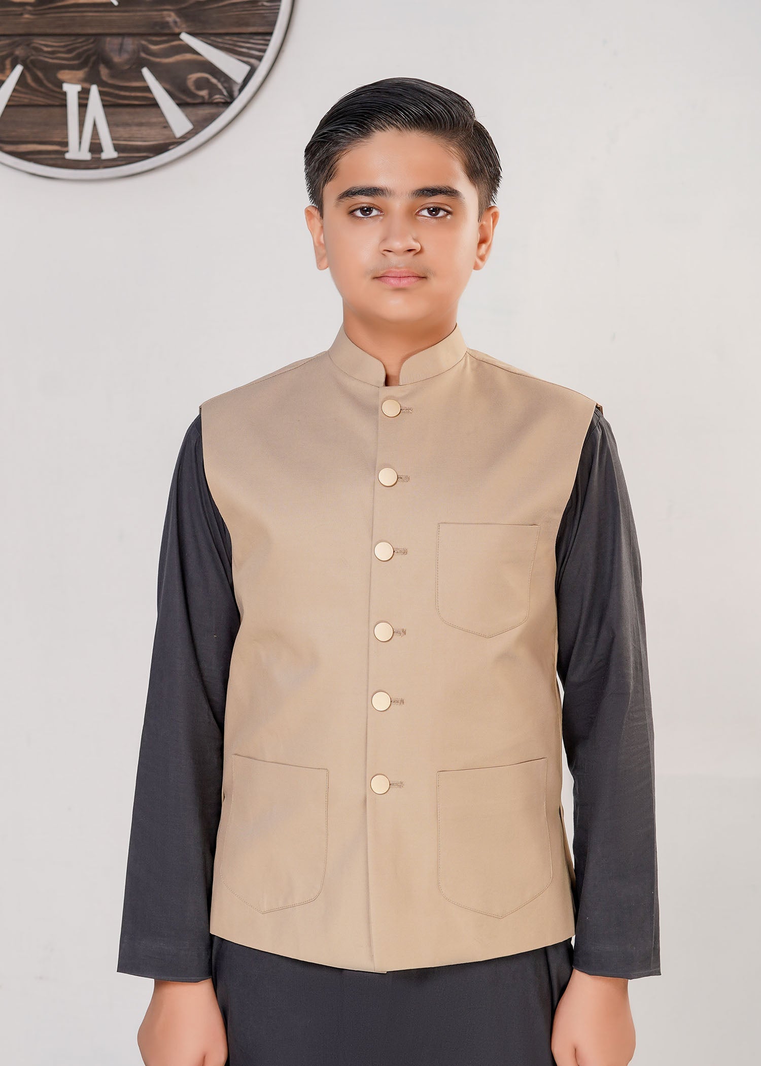 twill cotton Waistcoat in Beige
