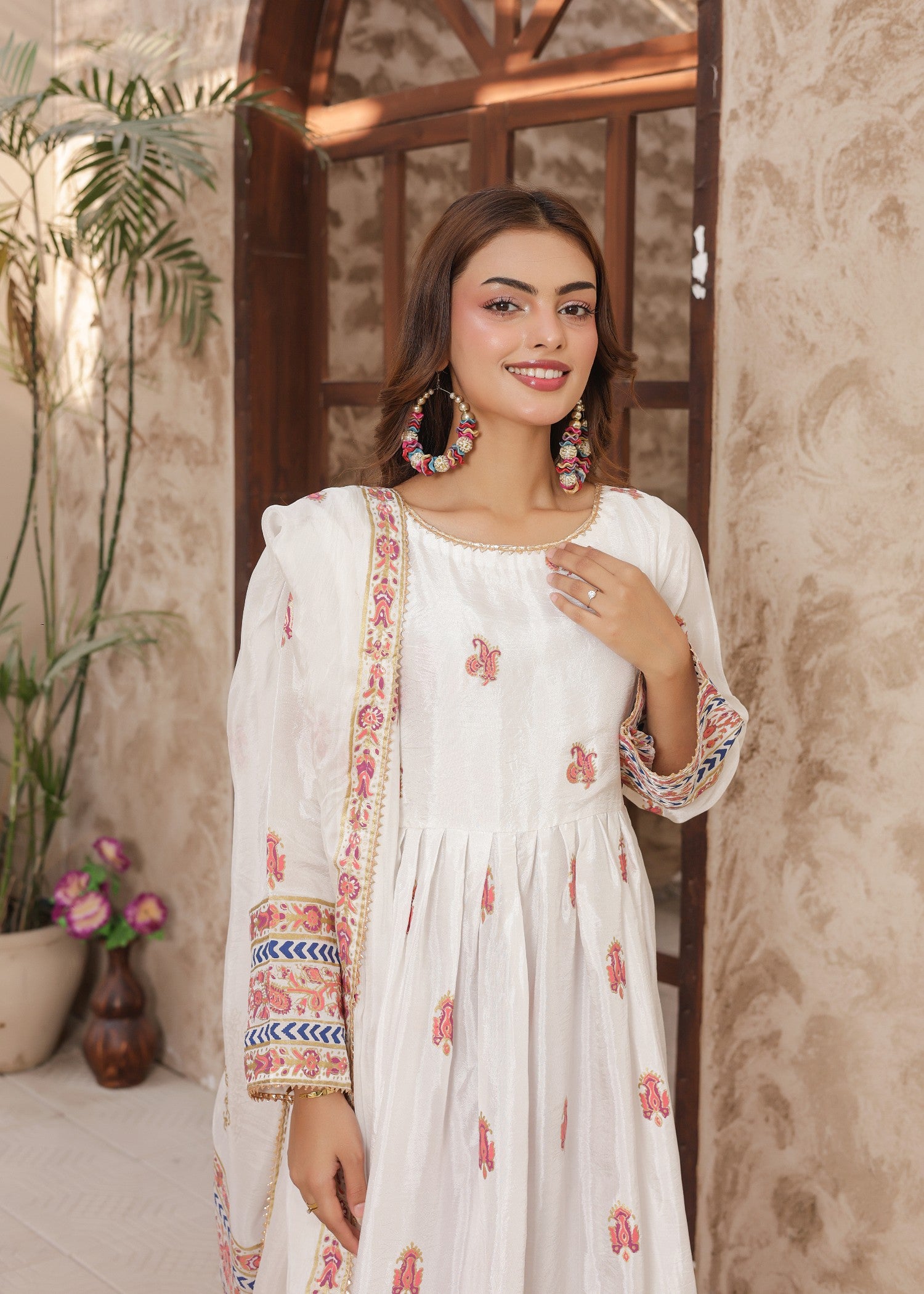 pk raw silk Pishwas in White