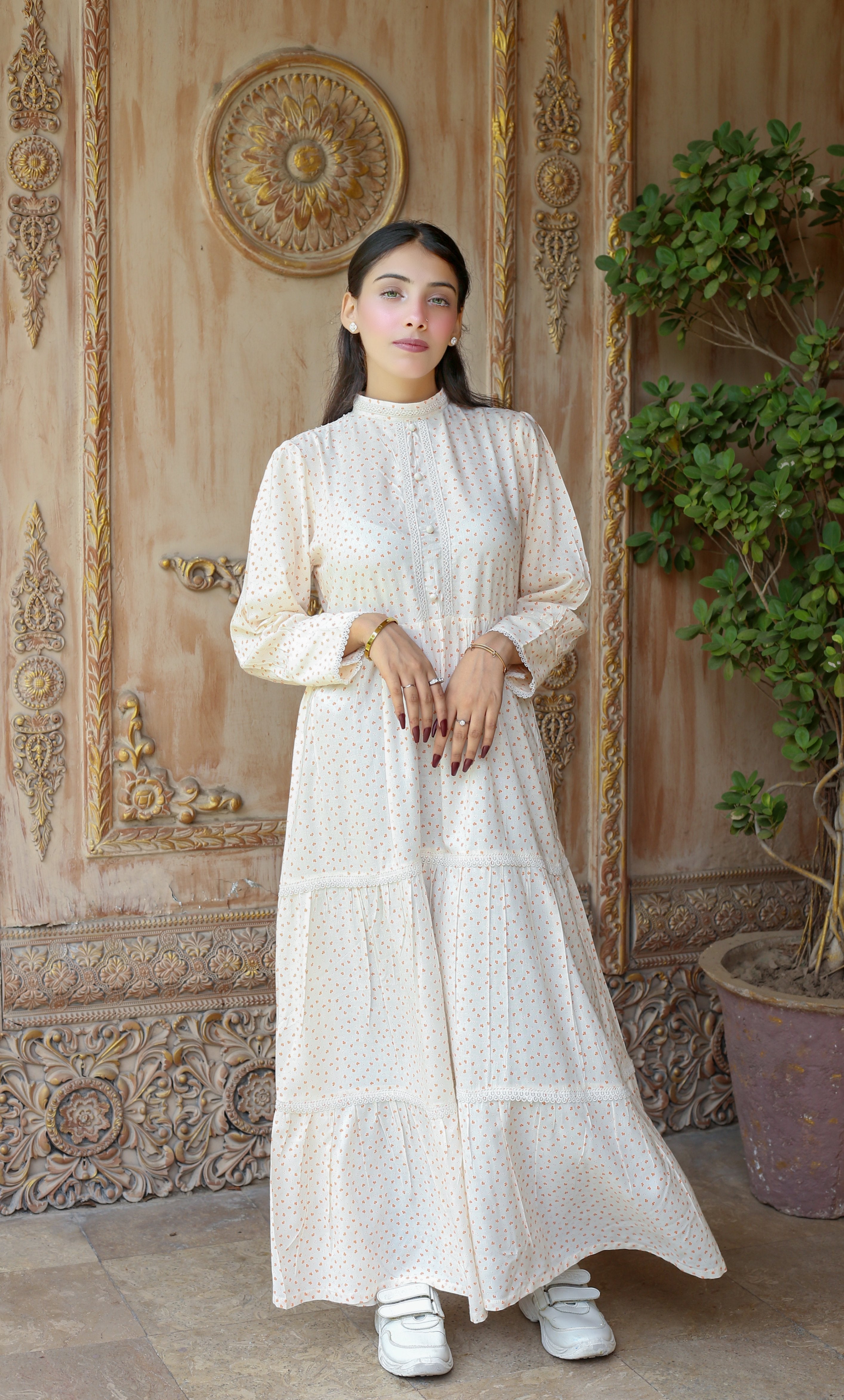 cotton Dress in White smoke