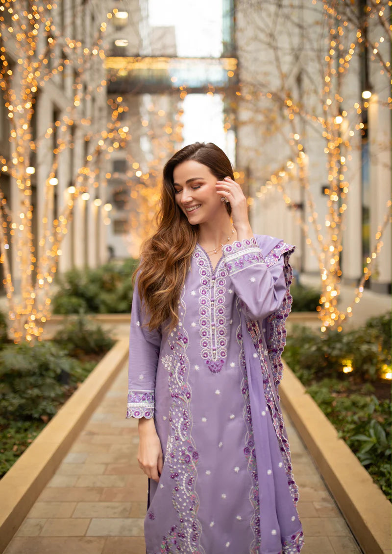 lawn cotton Kurta Set in Lavender grey