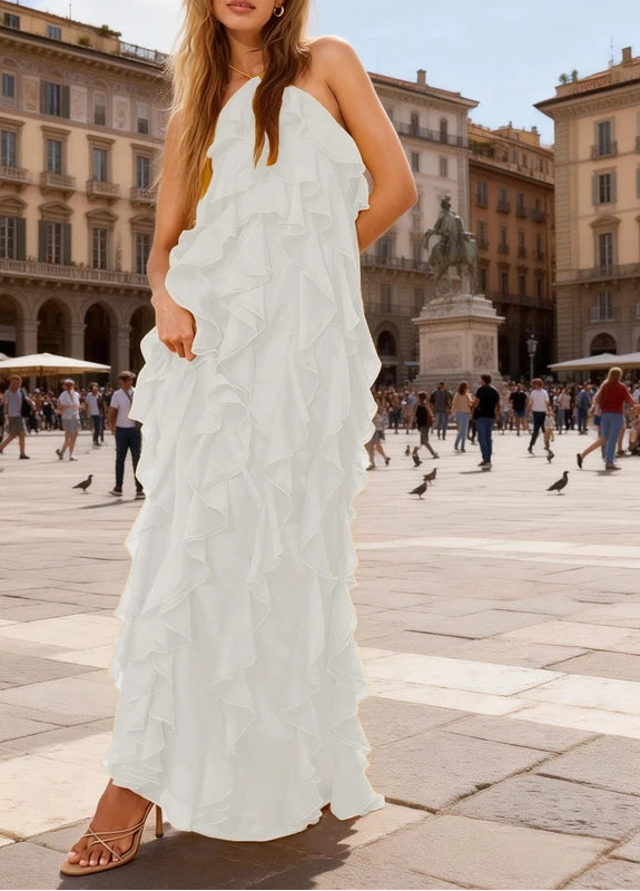VIOLET RUFFLED DRESS