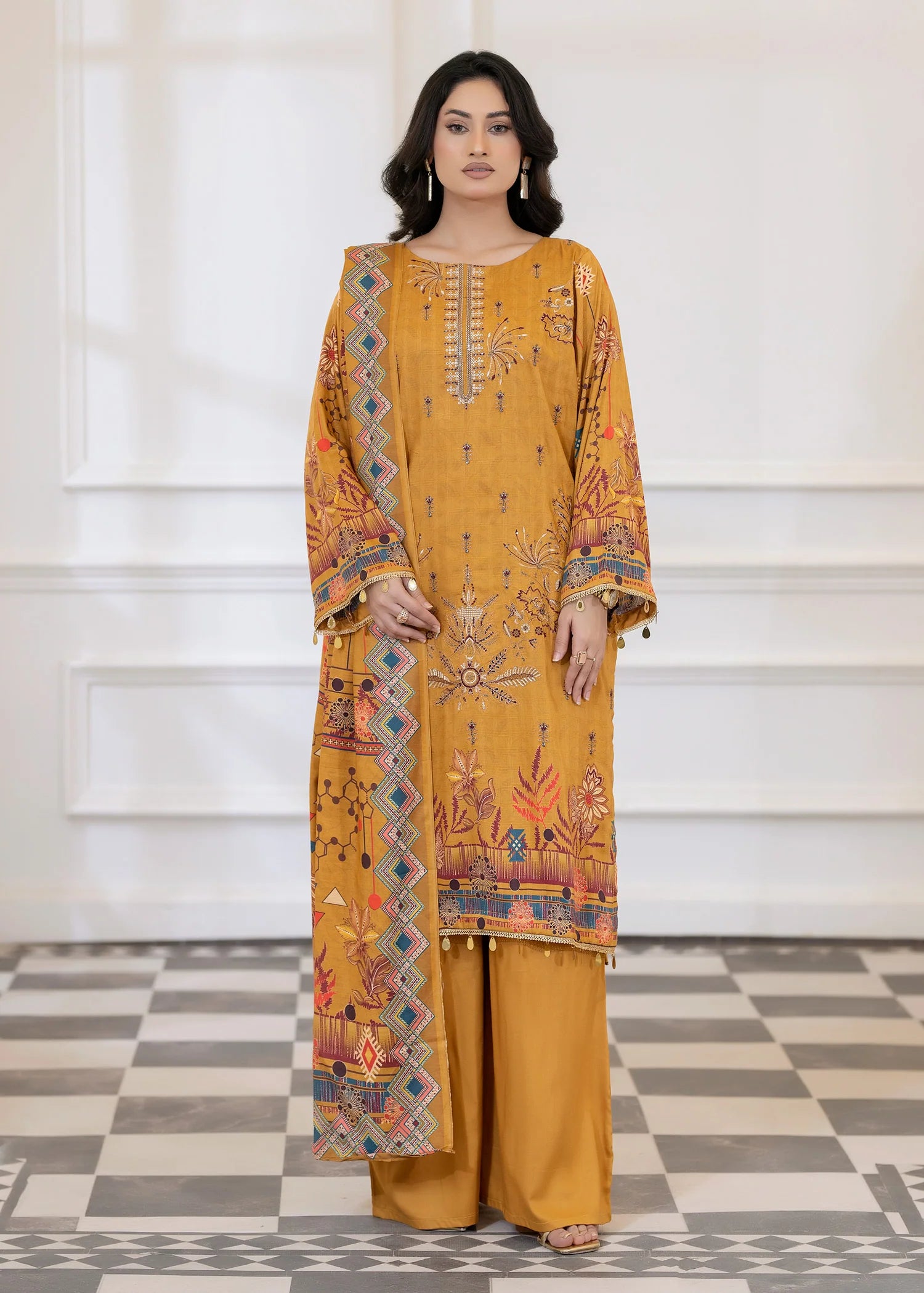wool Kurta Set in Mustard