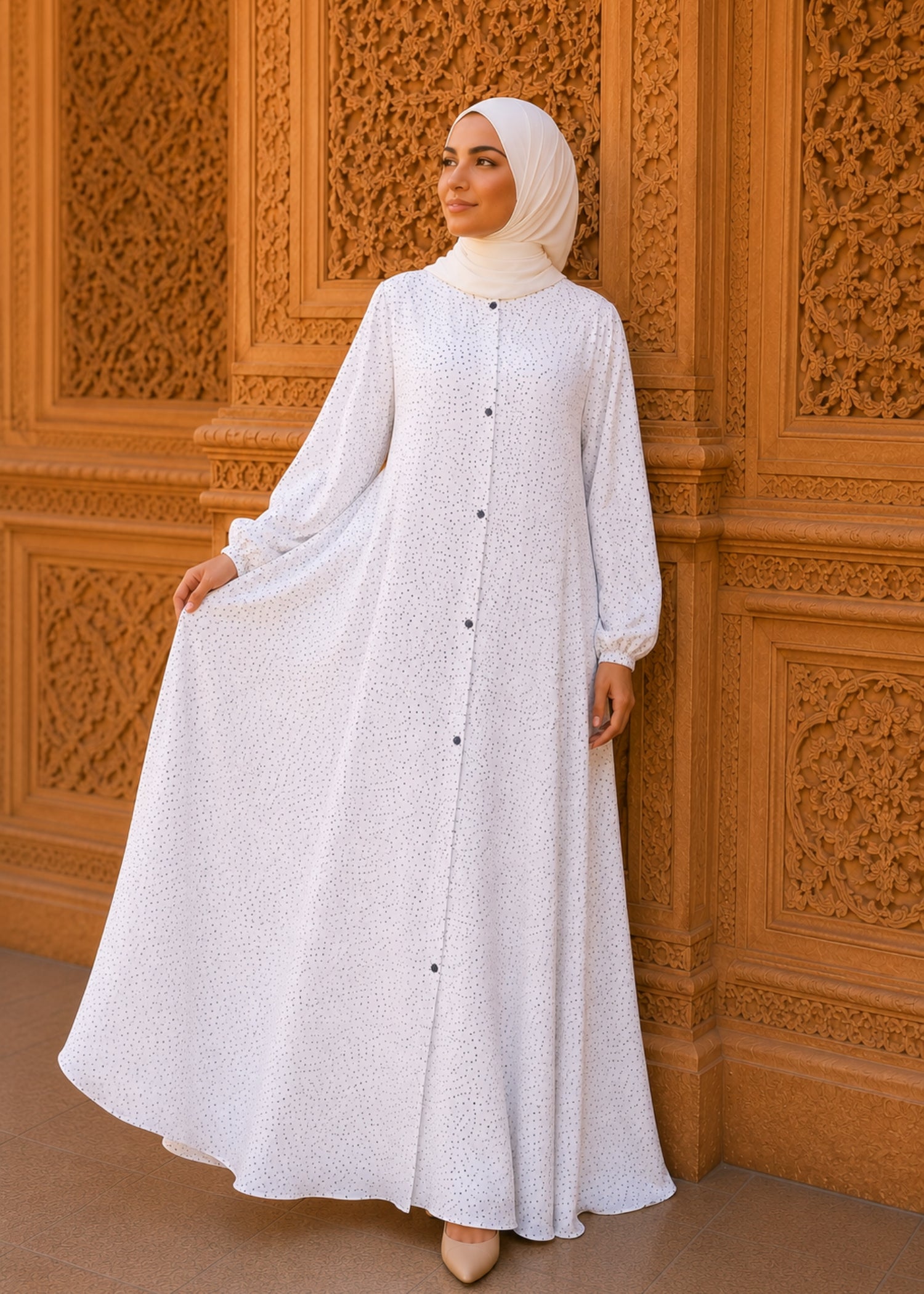 lawn Abaya in White