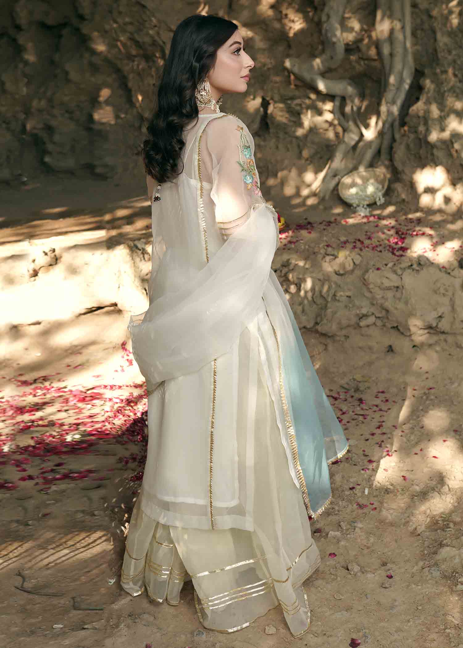 organza Sharara in White