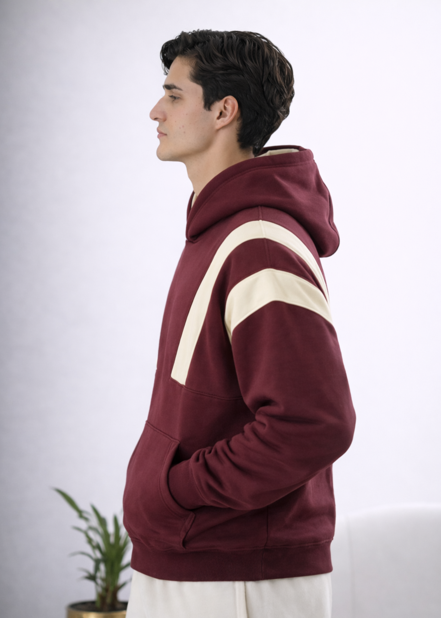 fleece Hoodie in Maroon