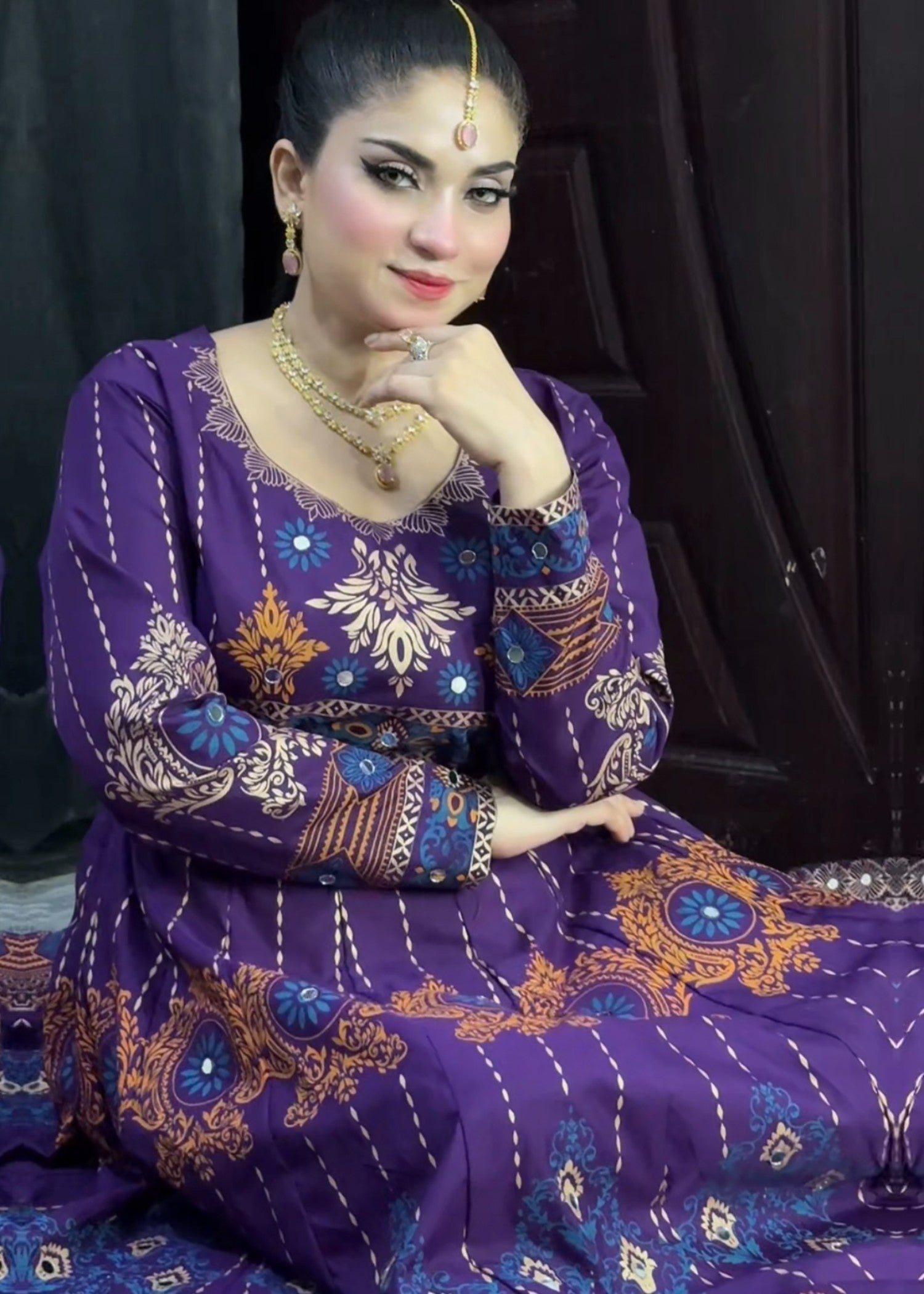 satin silk Maxi in Purple heart