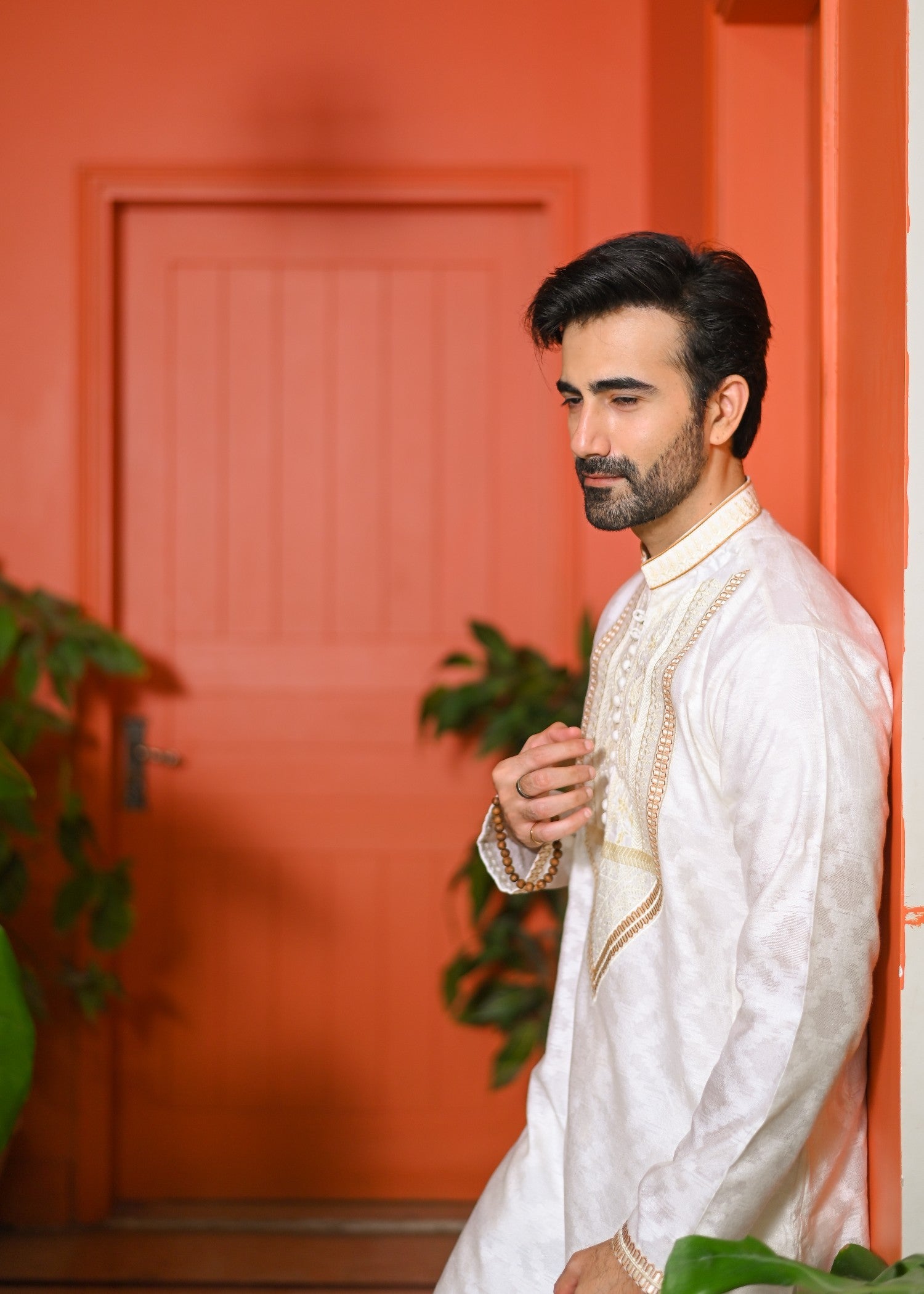 cotton net Kurta in White