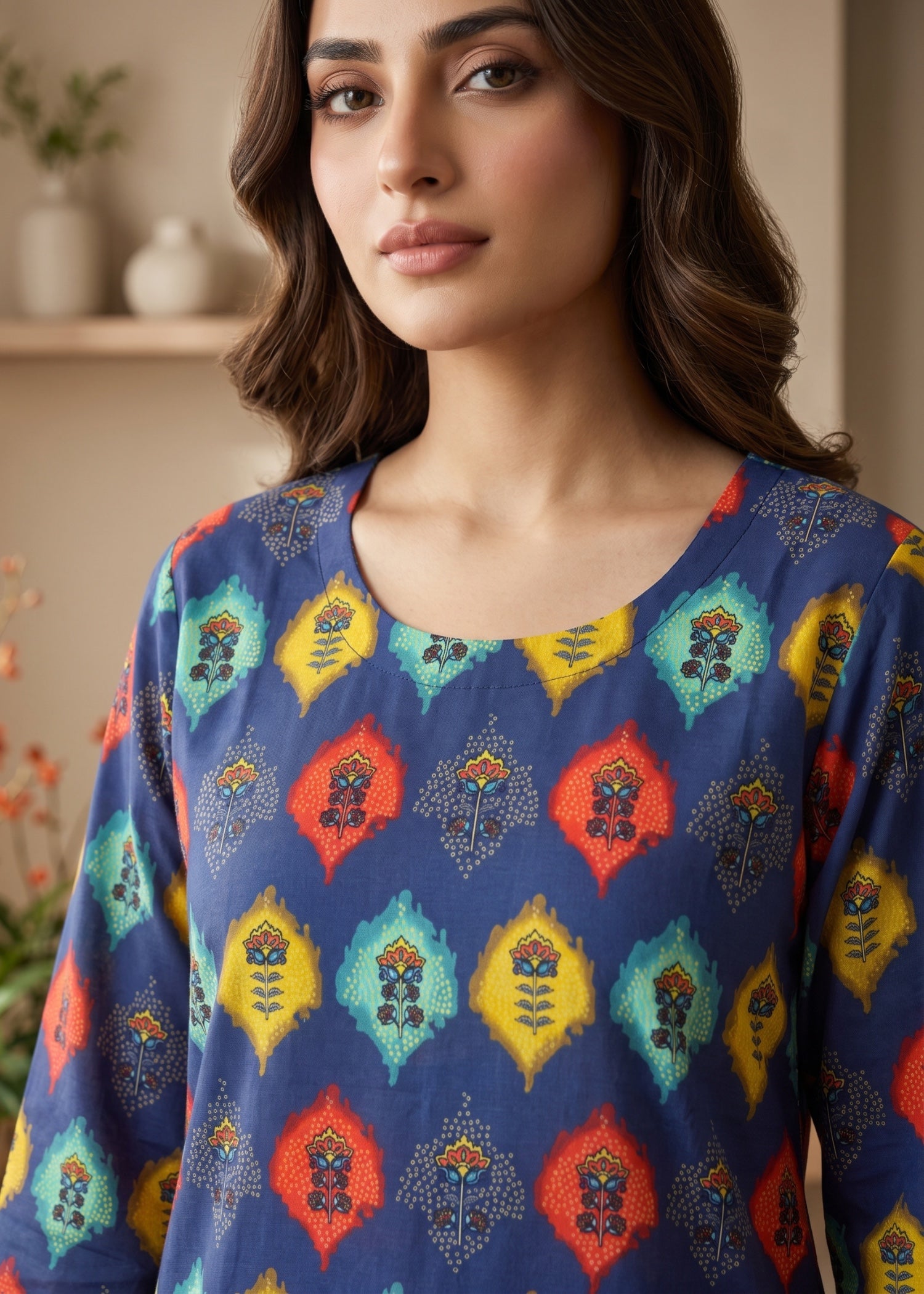 lawn cotton Kurti in Navy blue