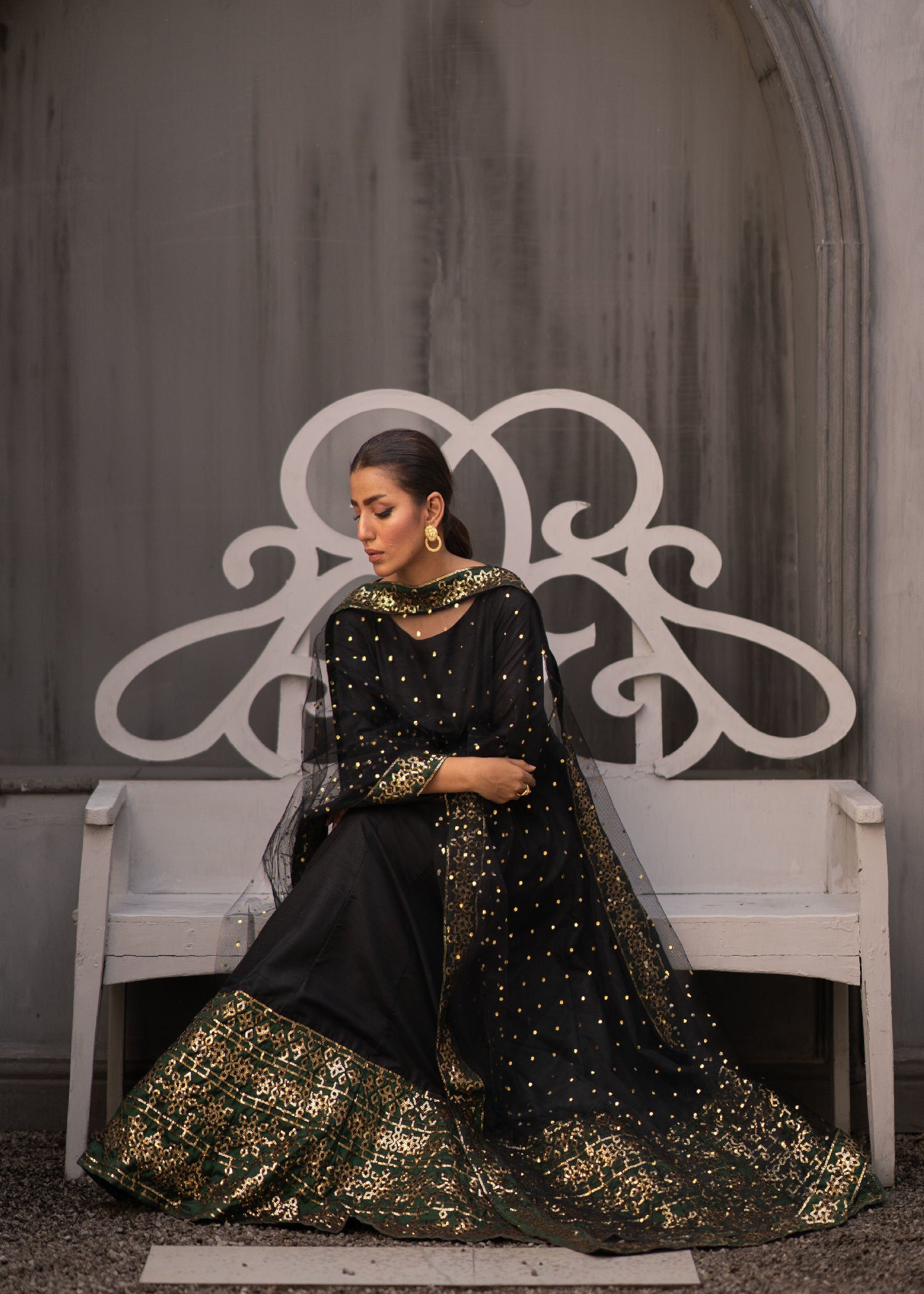 pk raw silk Pishwas in Black