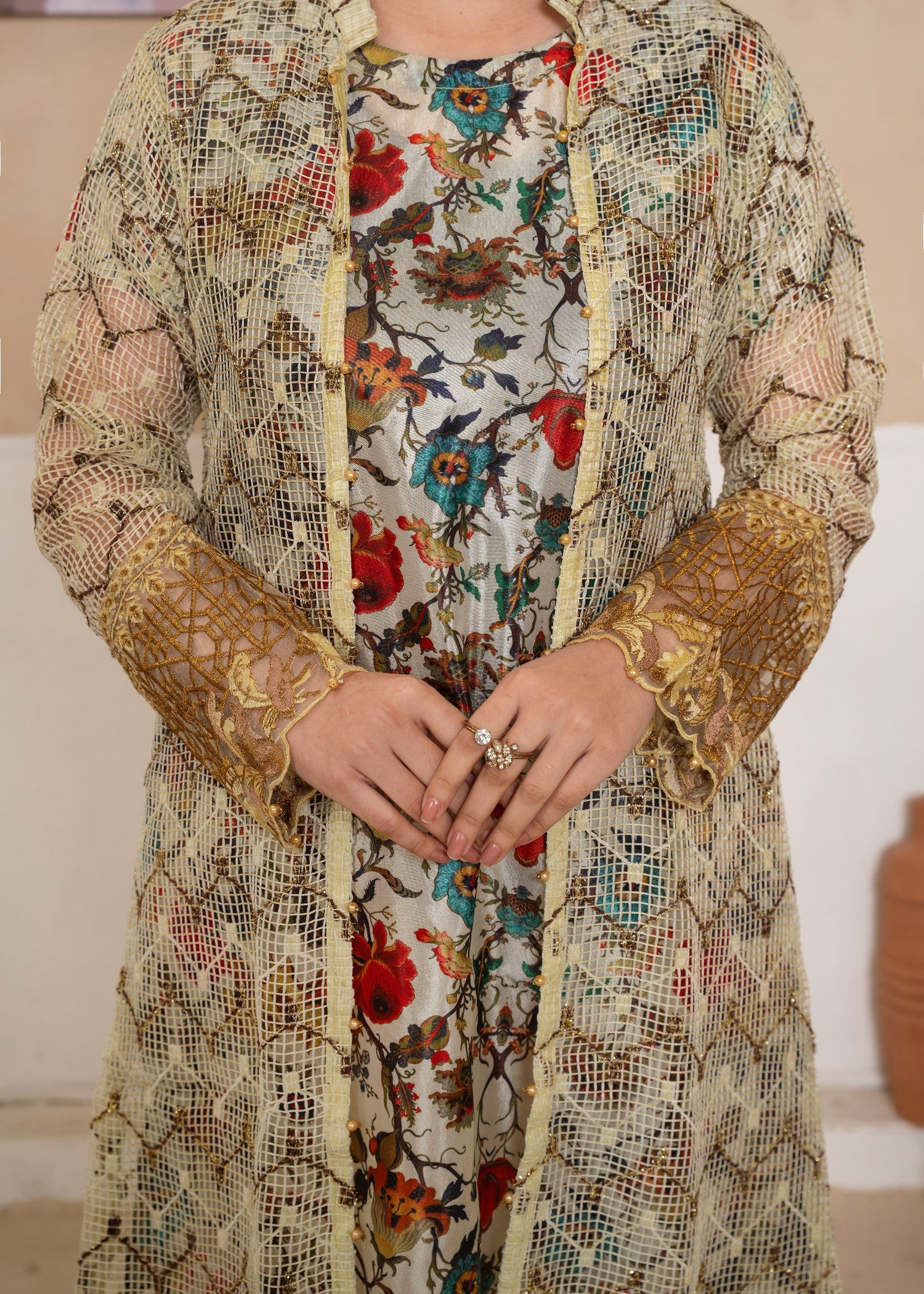 kattan silk Gown in Multi