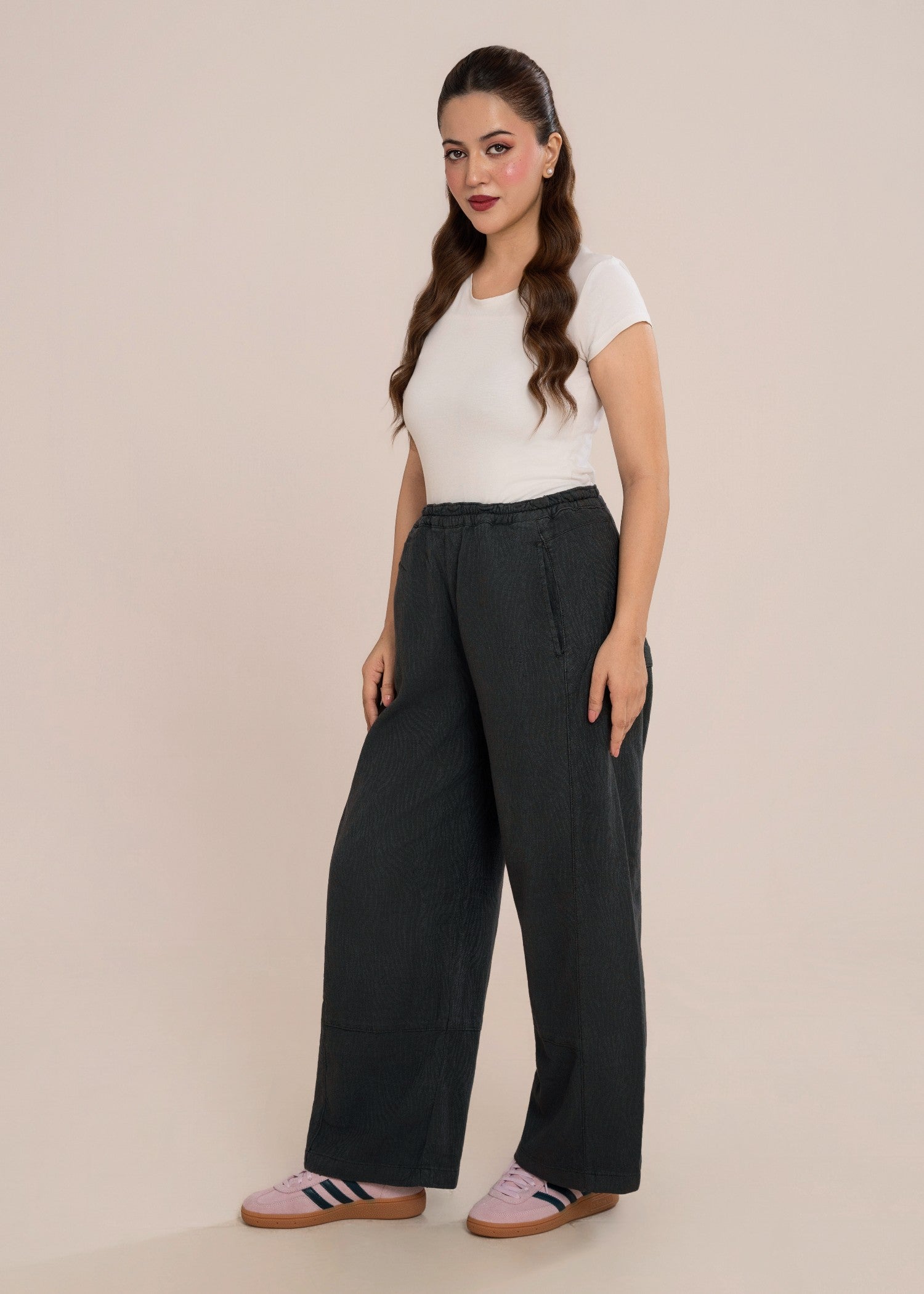 spandex Trousers in Charcoal black