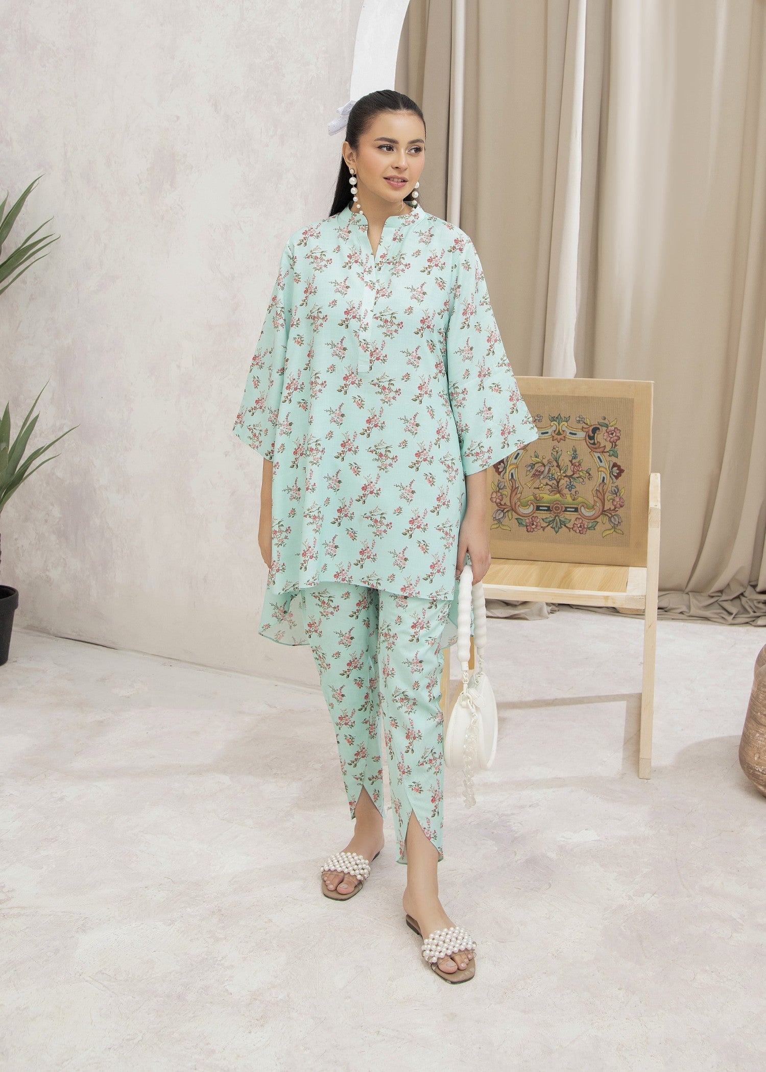 linen Co Ord Sets in Mint green