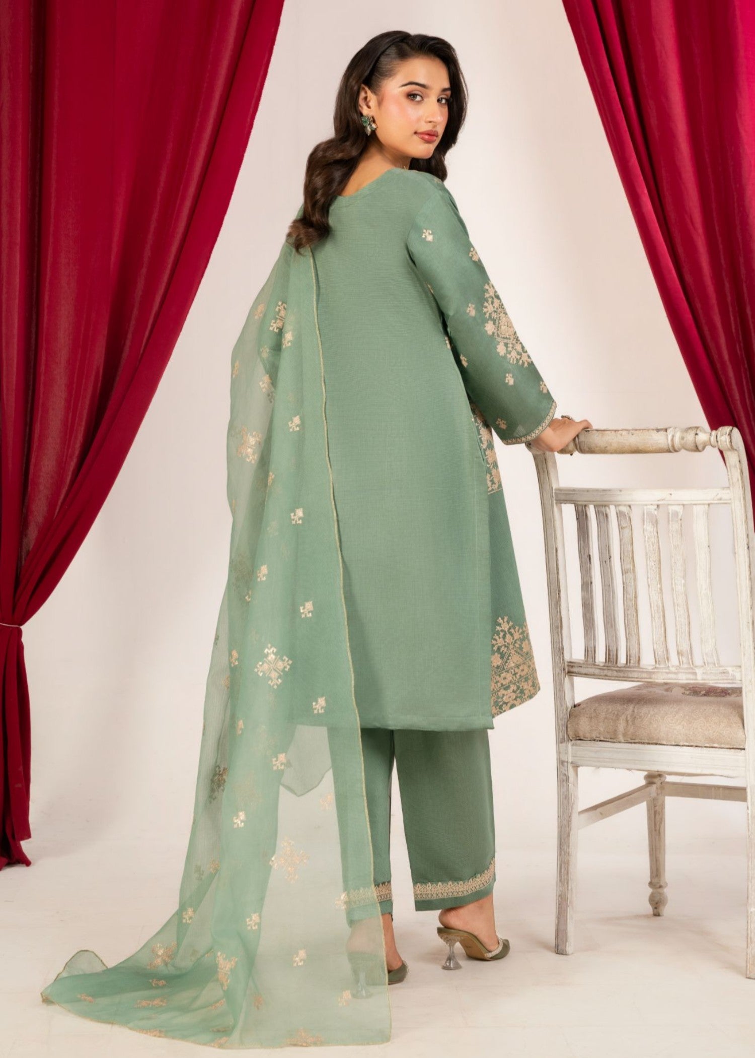 cotton masuri Kurta Set in Sea green