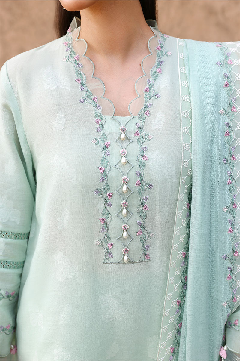 Festive – Misty Mint - Embroidered Lawn