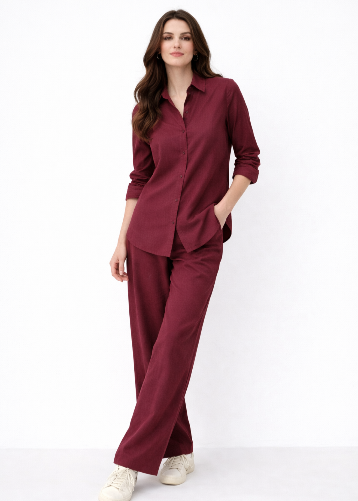 cambric cotton Co Ord Sets in Burgundy