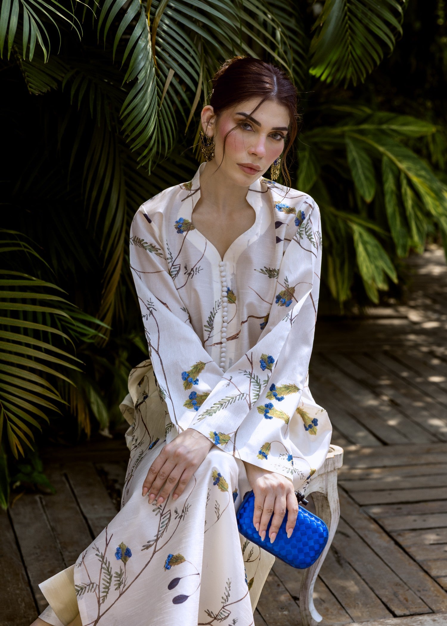 indian raw silk Kurta Set in Ivory