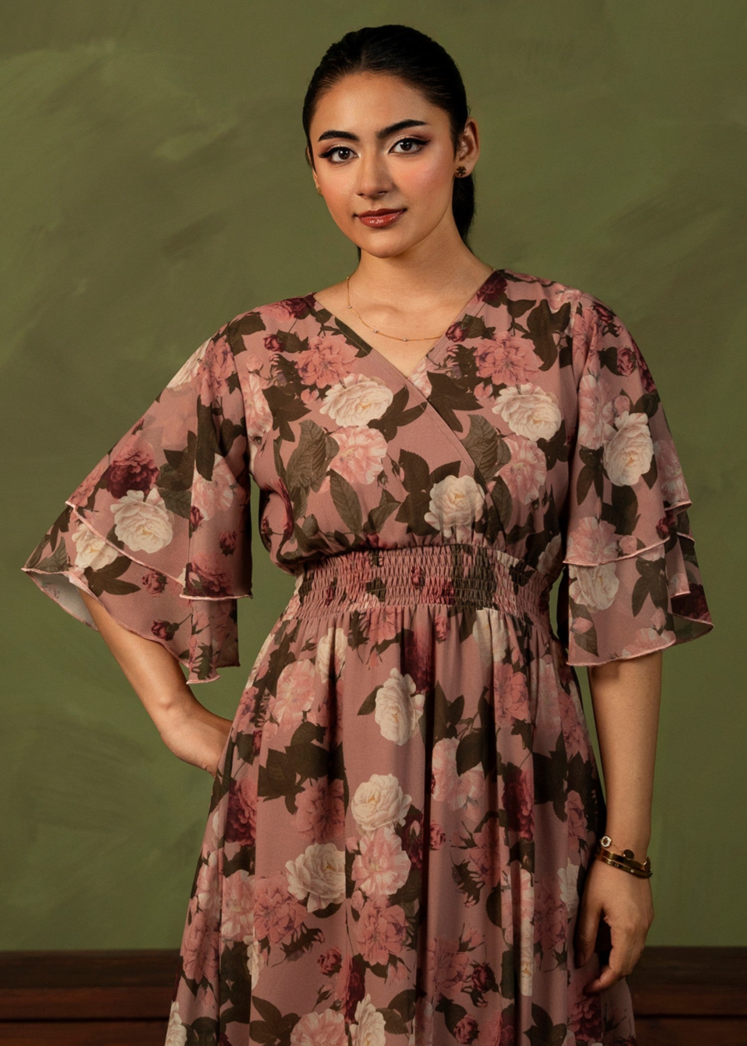 georgette chiffon Dress in Pink