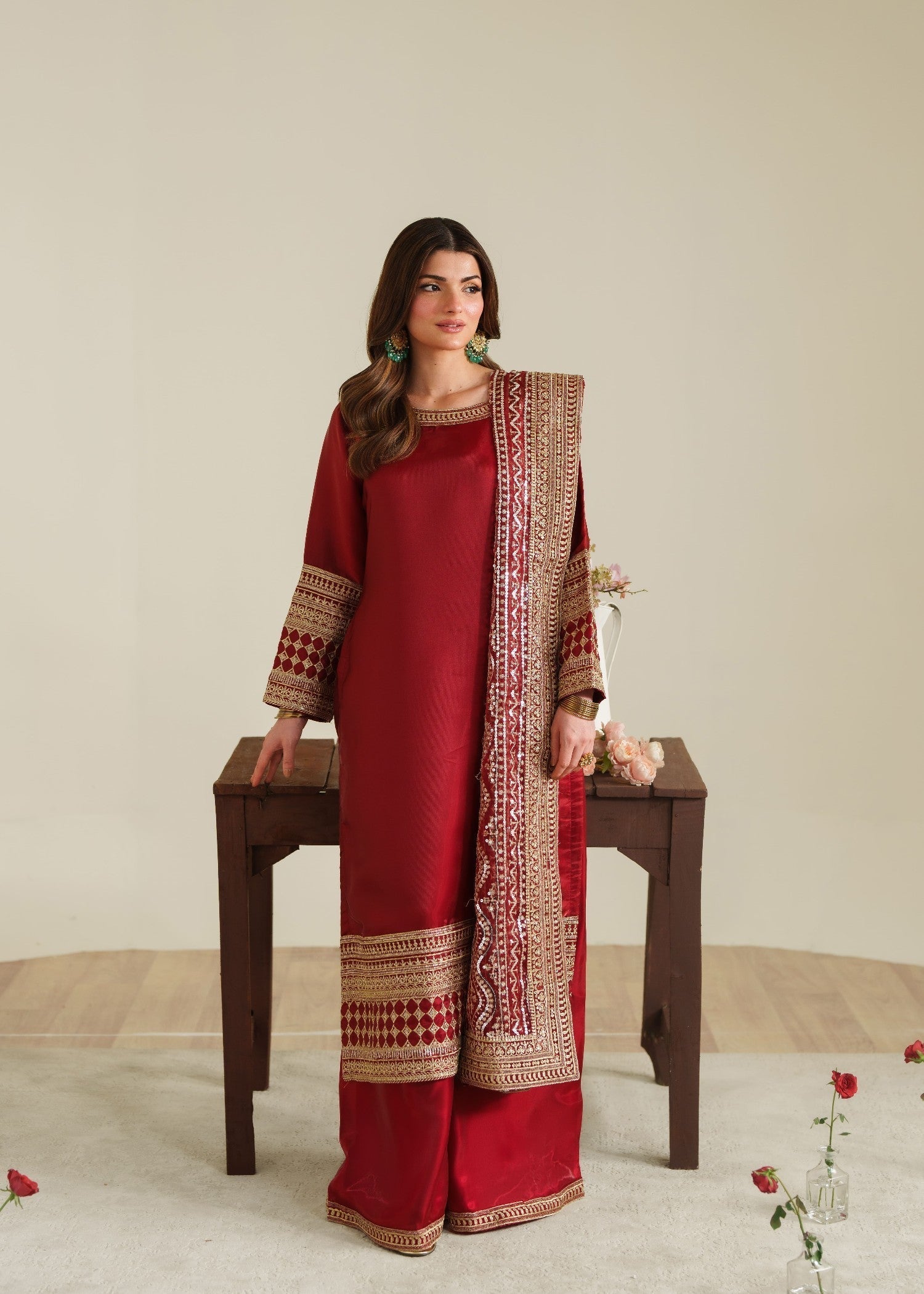 pk charmuse silk Kurta Set in Red