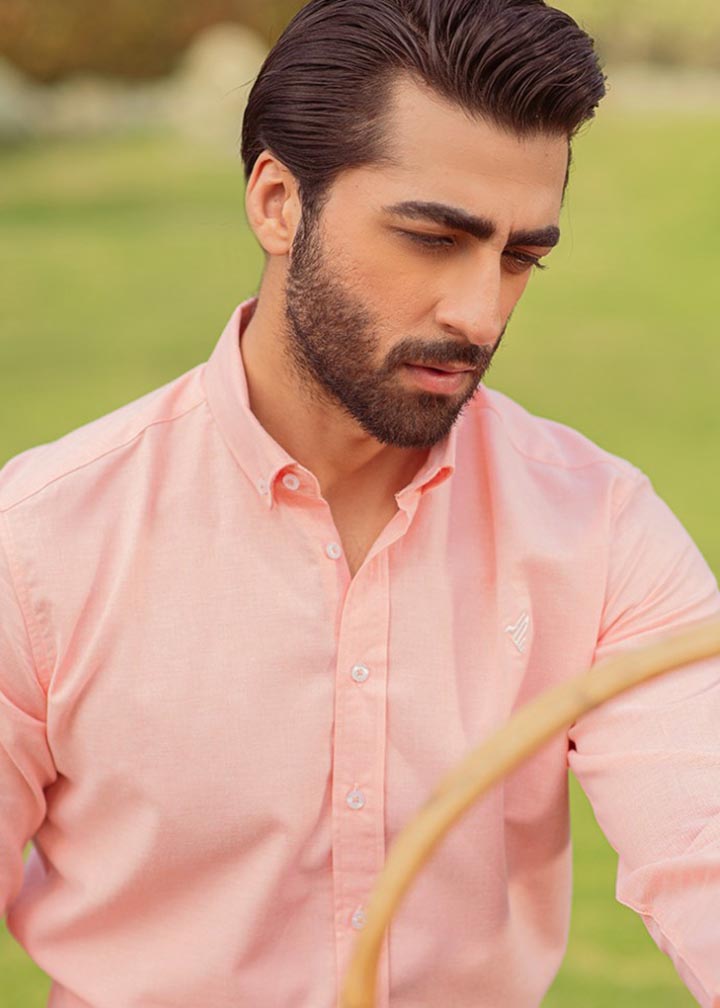 cotton Casual Shirt in Peach pink