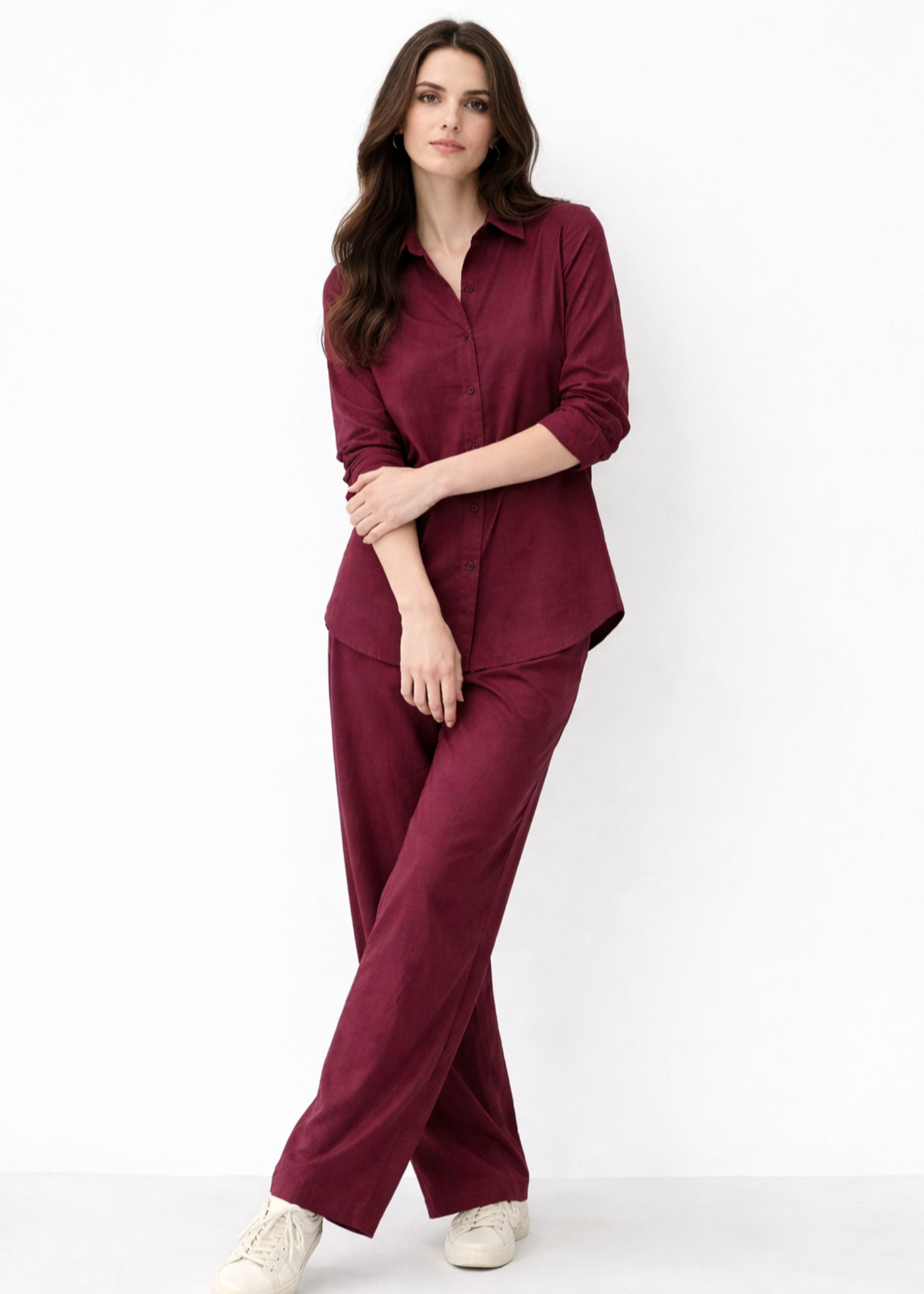 cambric cotton Co Ord Sets in Burgundy