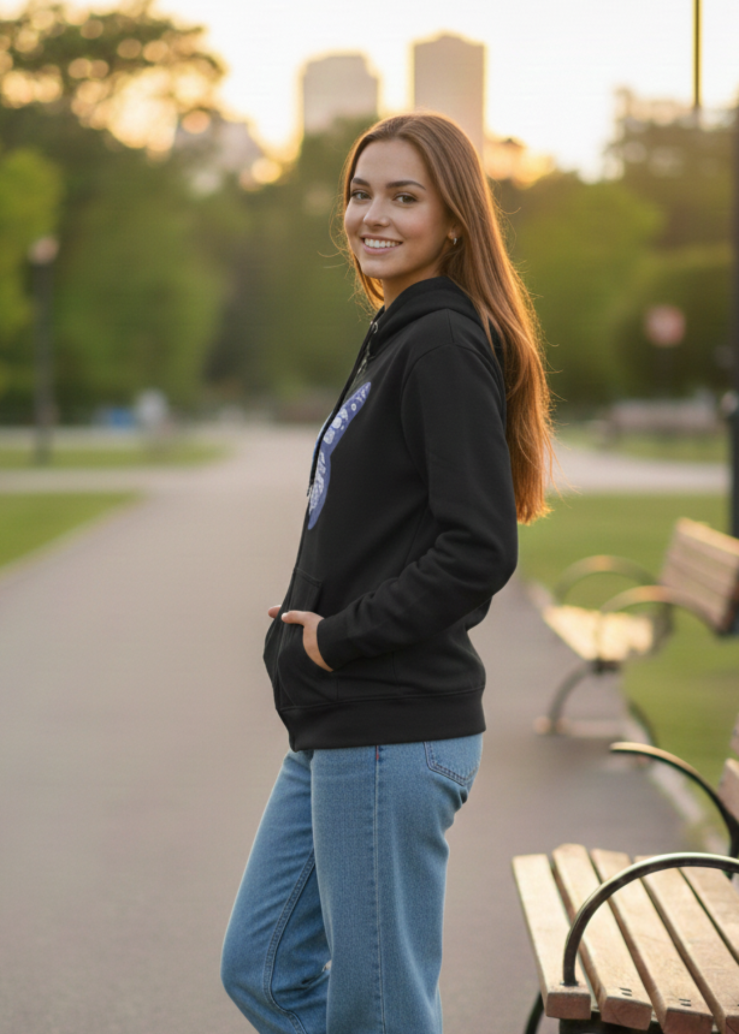 cotton Hoodie in Black