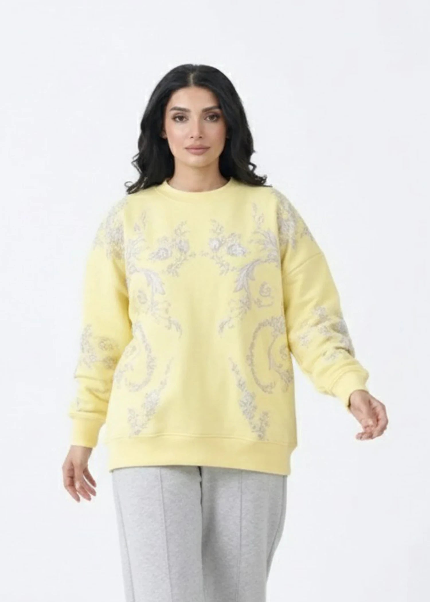 fleece Sweatshirt in Light yellow