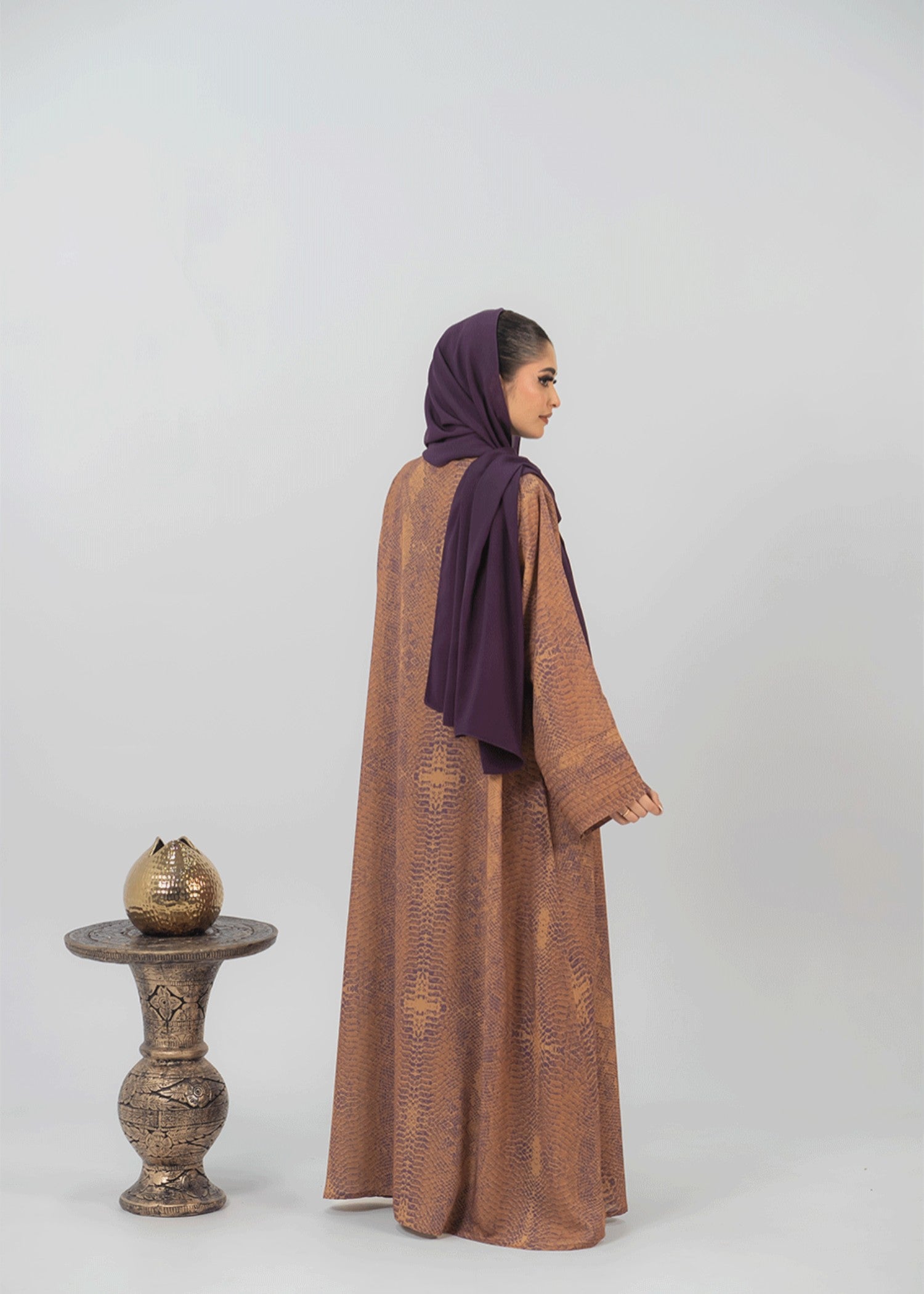 chiffon Abaya in Camel brown