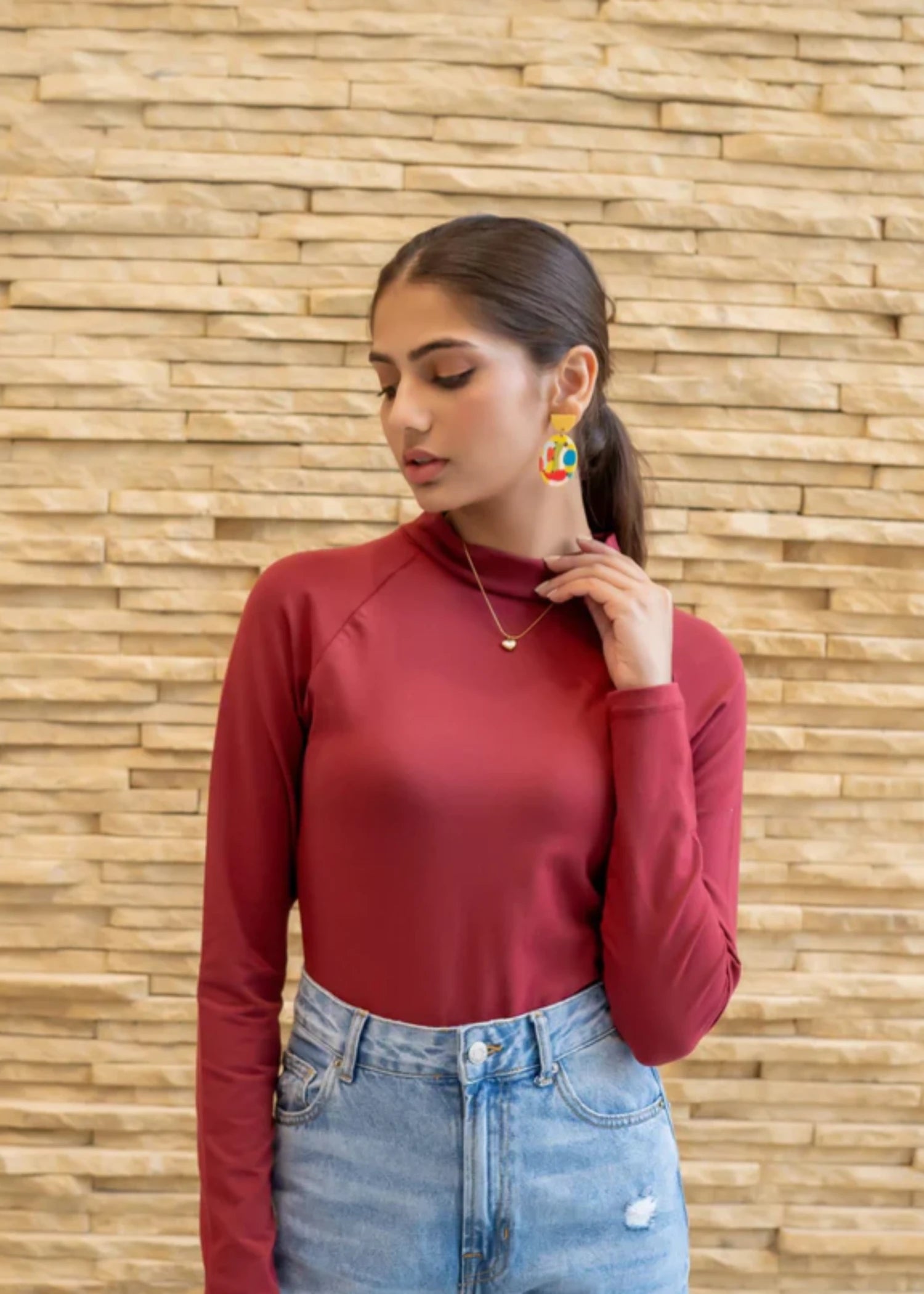 jersey knit Top in Red