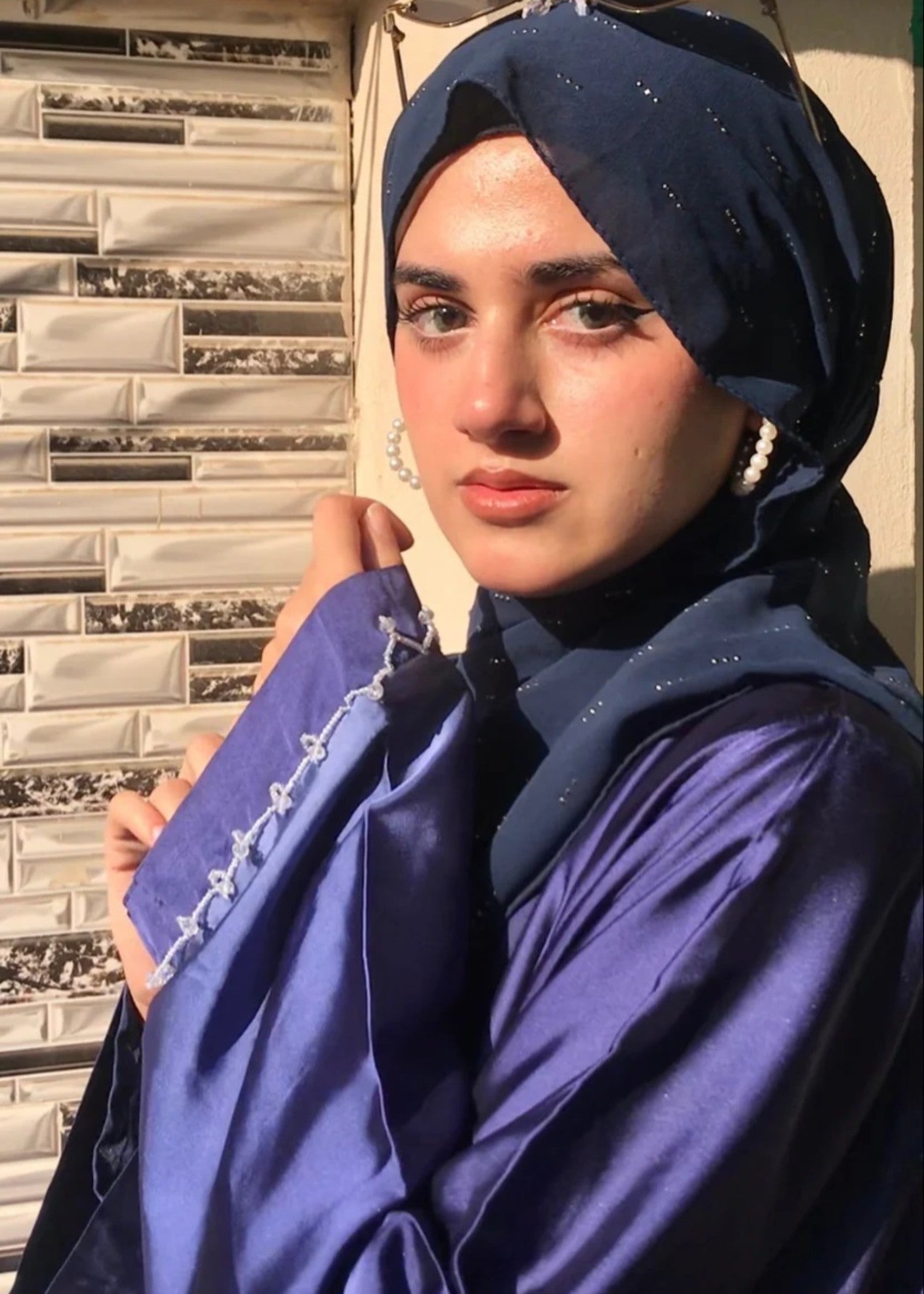 silk Abaya in Royal blue