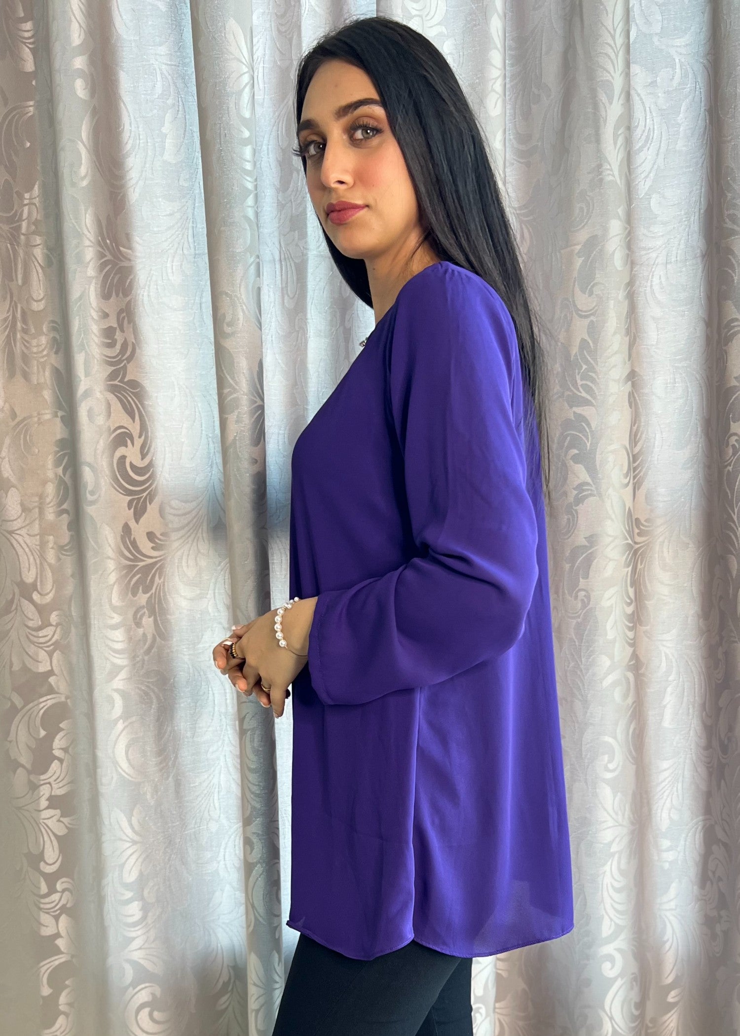 georgette Top in Purple rain