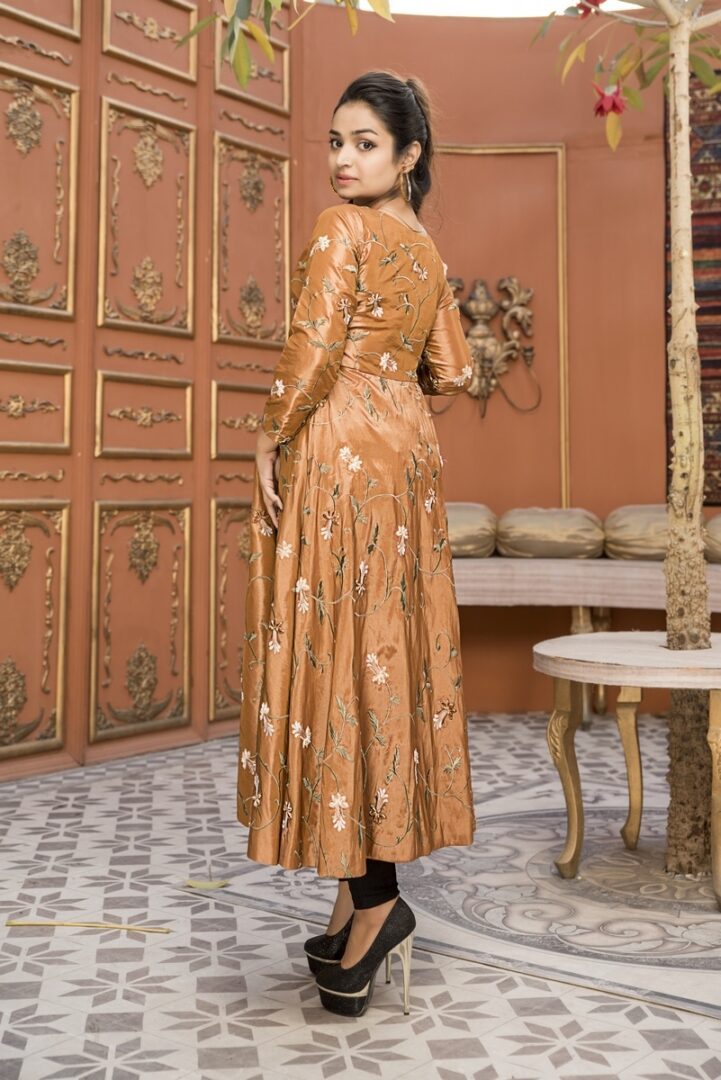 silk Dress in Sand brown