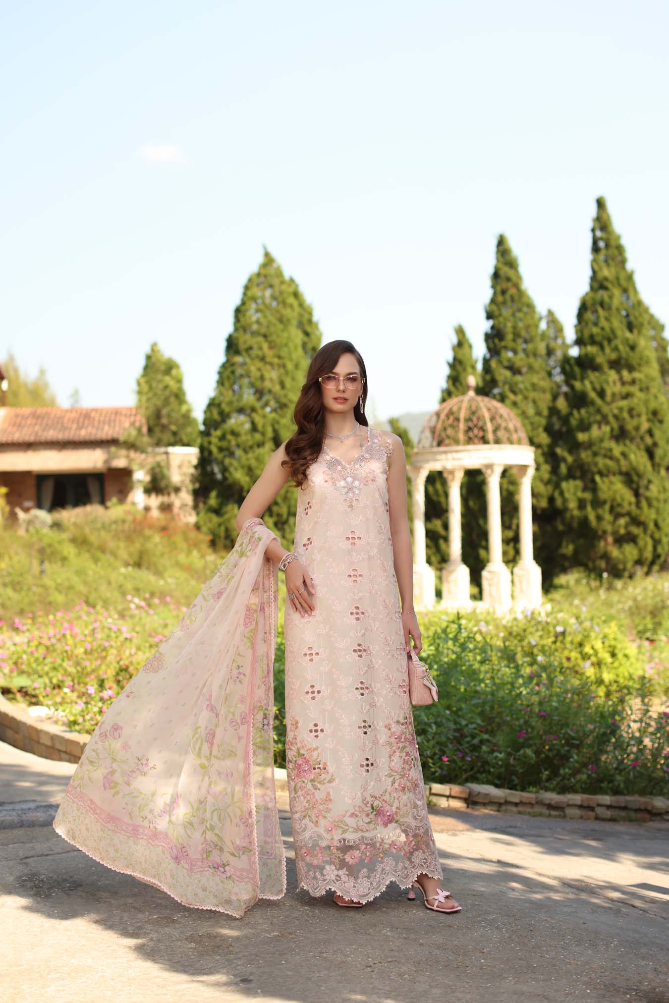 Luxury Eid Schiffli Laserkari Lawn – D7 - A - Florine