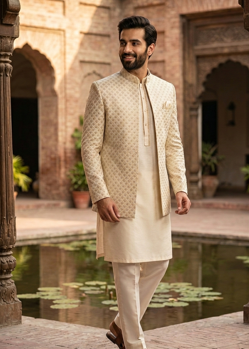 silk Prince Coat in Off-white, ivory