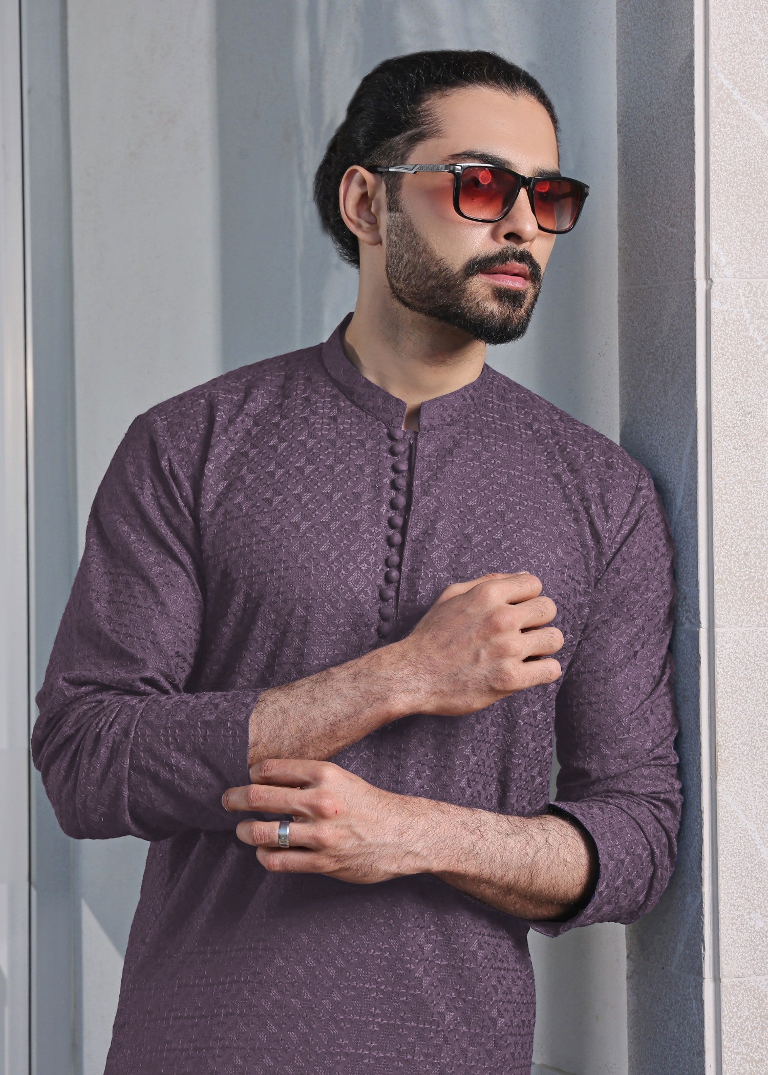 lawn Kurta Set in Mauve by The Great Masters (TGM)