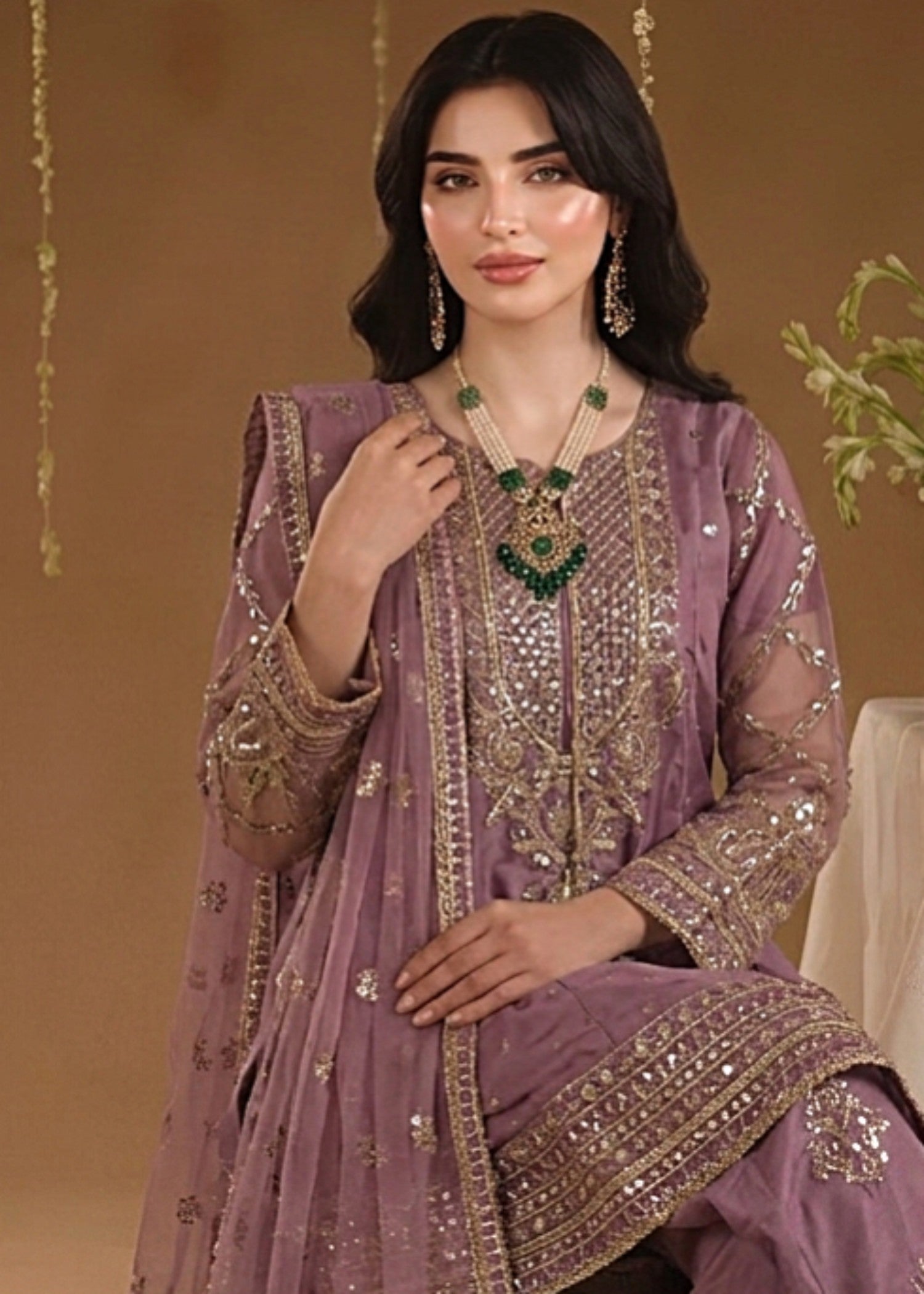 kattan silk Short Frock in Lavender pink