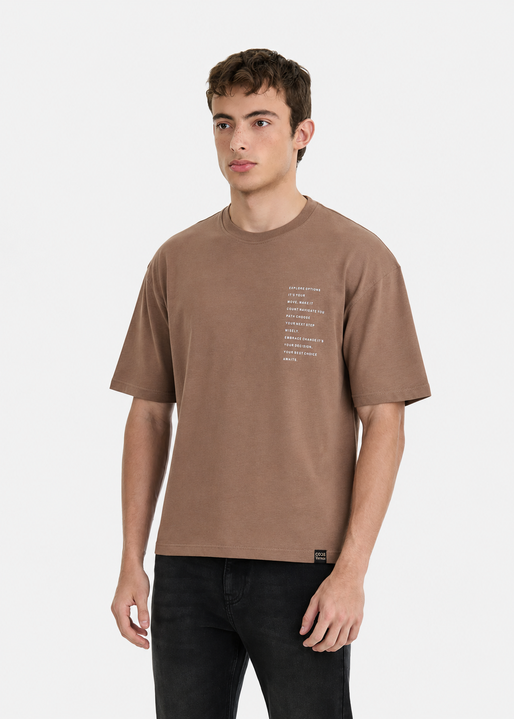 cotton T Shirt in Mocha brown