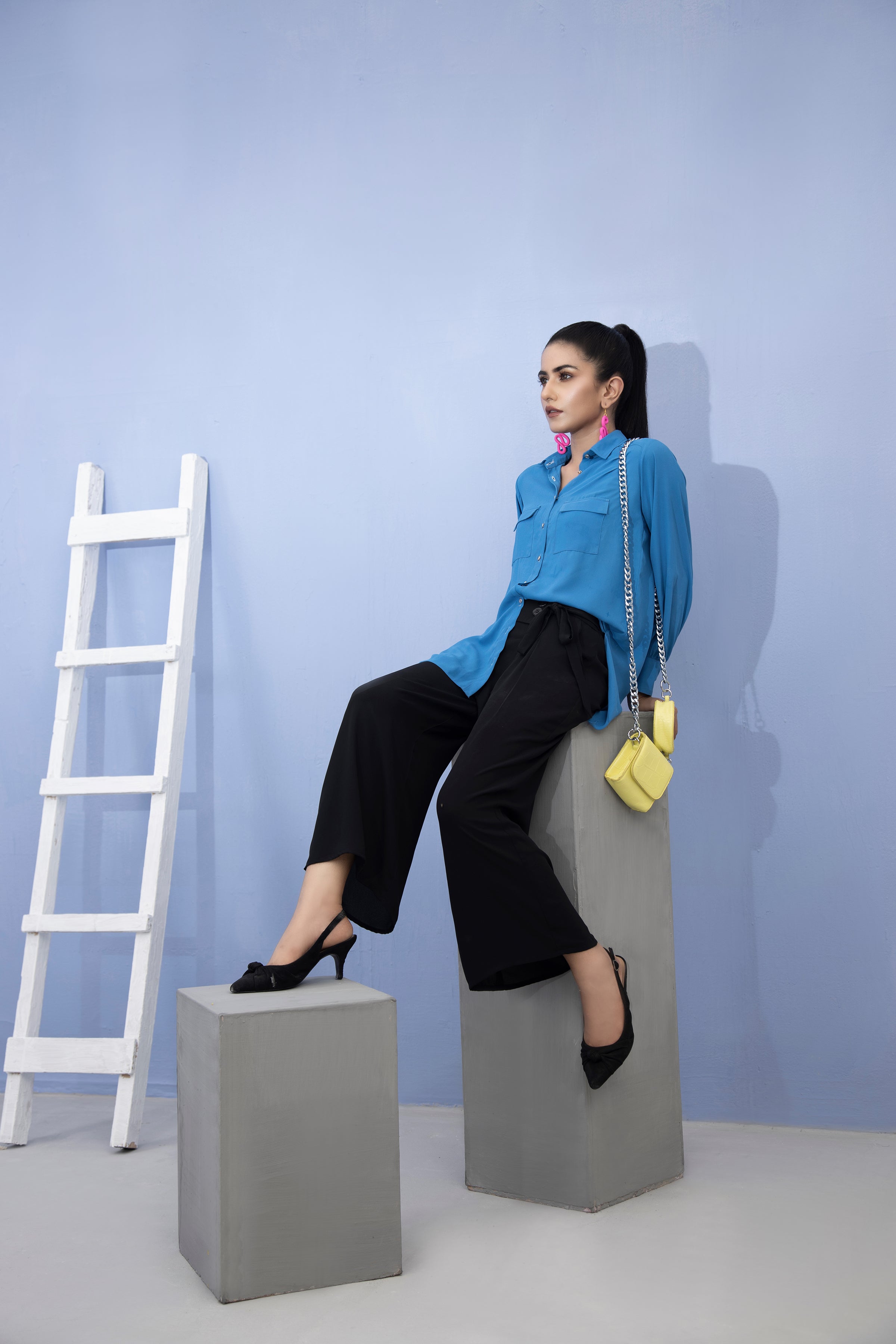 crepe georgette Top in Blue