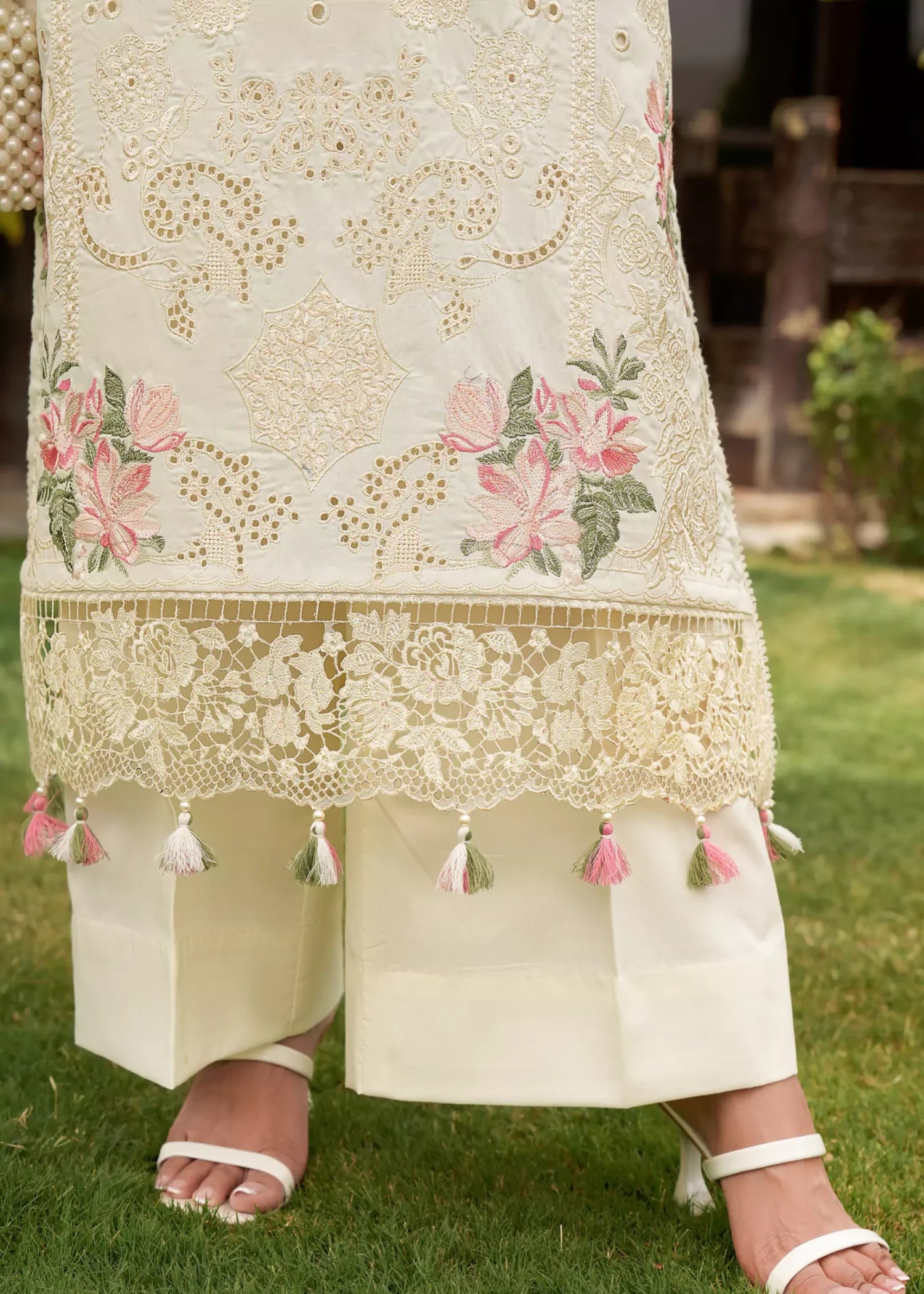 cotton Kurta Set in Ivory