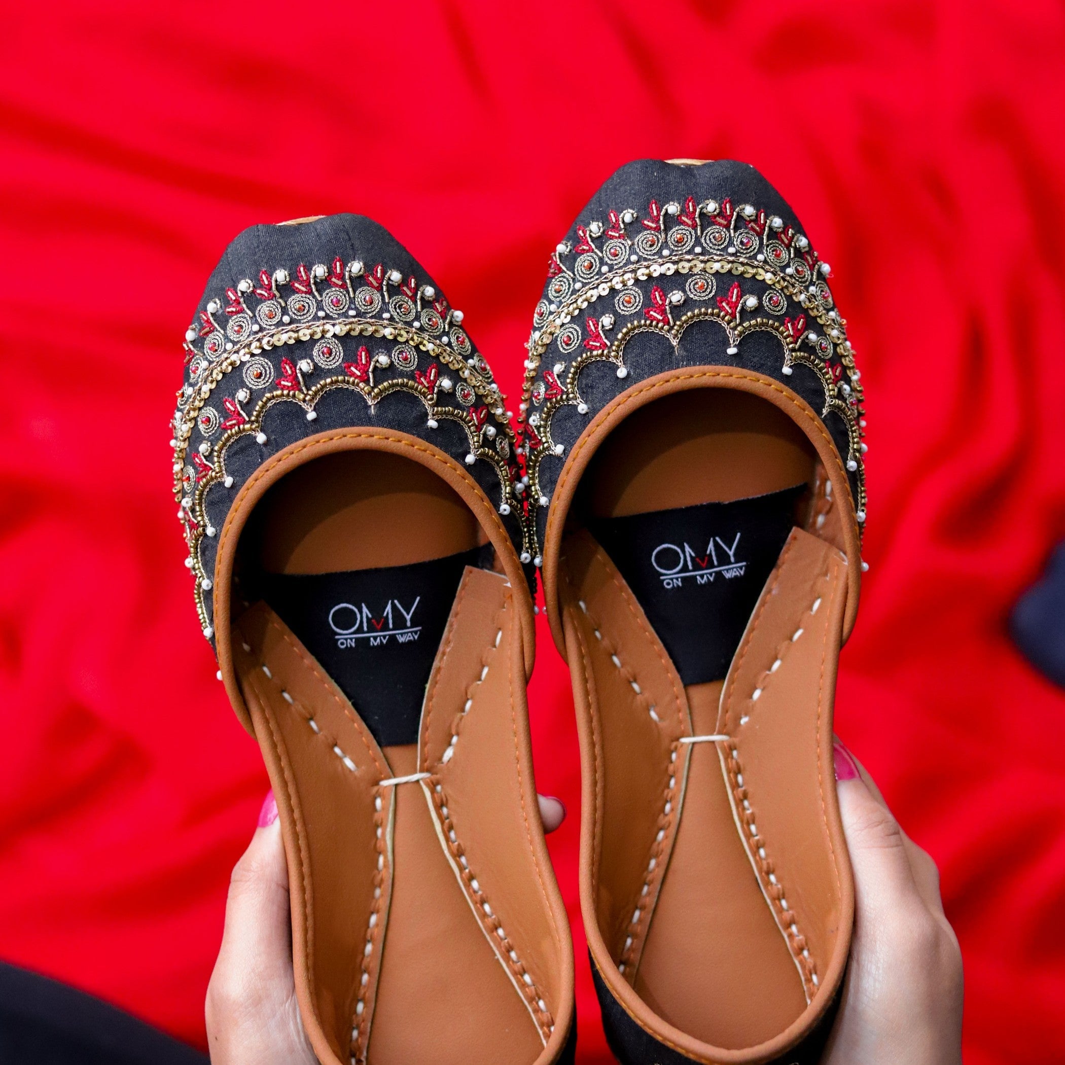 Khussa in Black by - High Quality Women Khussa GWZ4815