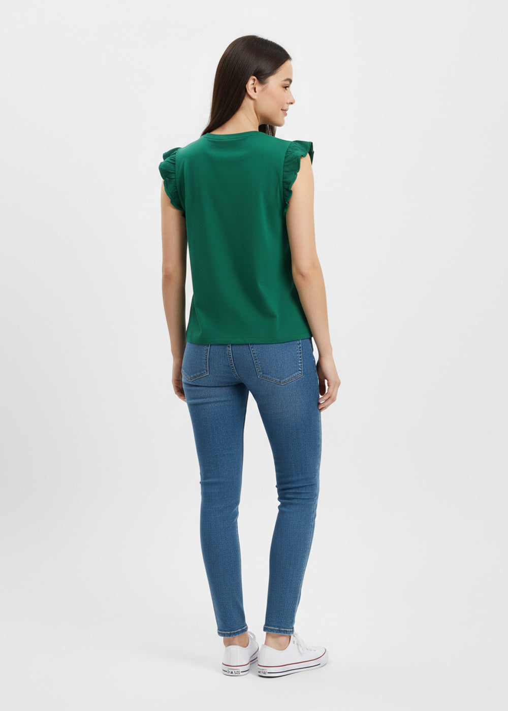 cotton jersey Top in Green
