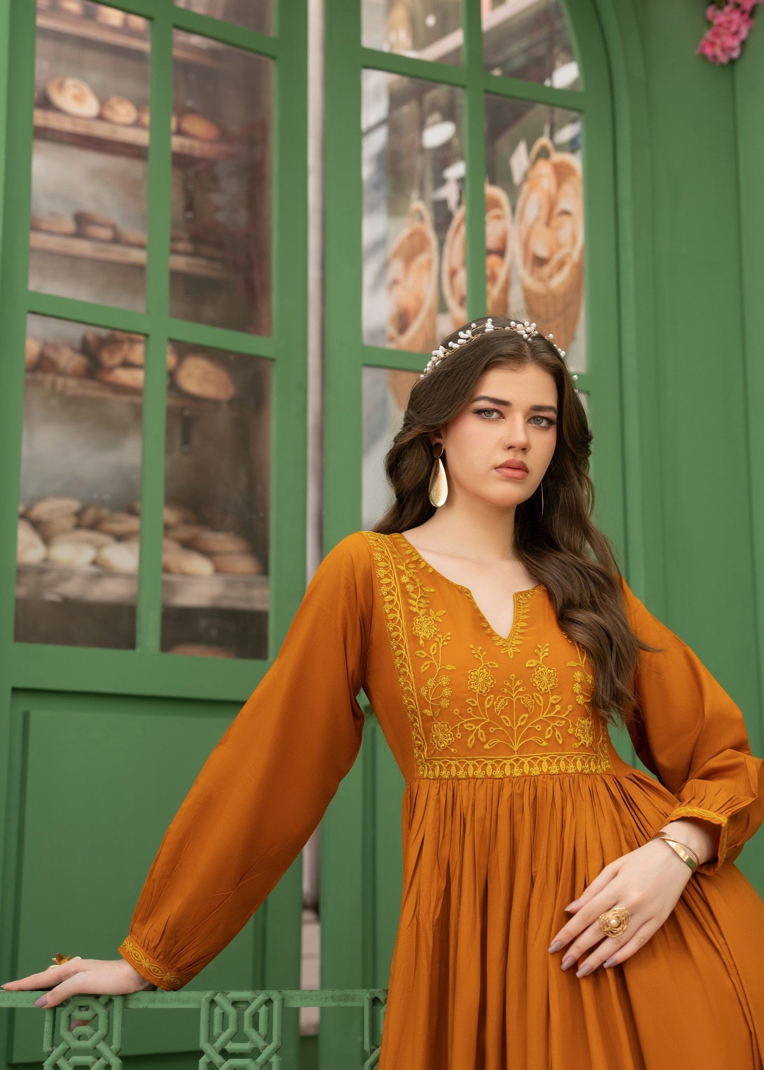 cotton Maxi in Bright orange