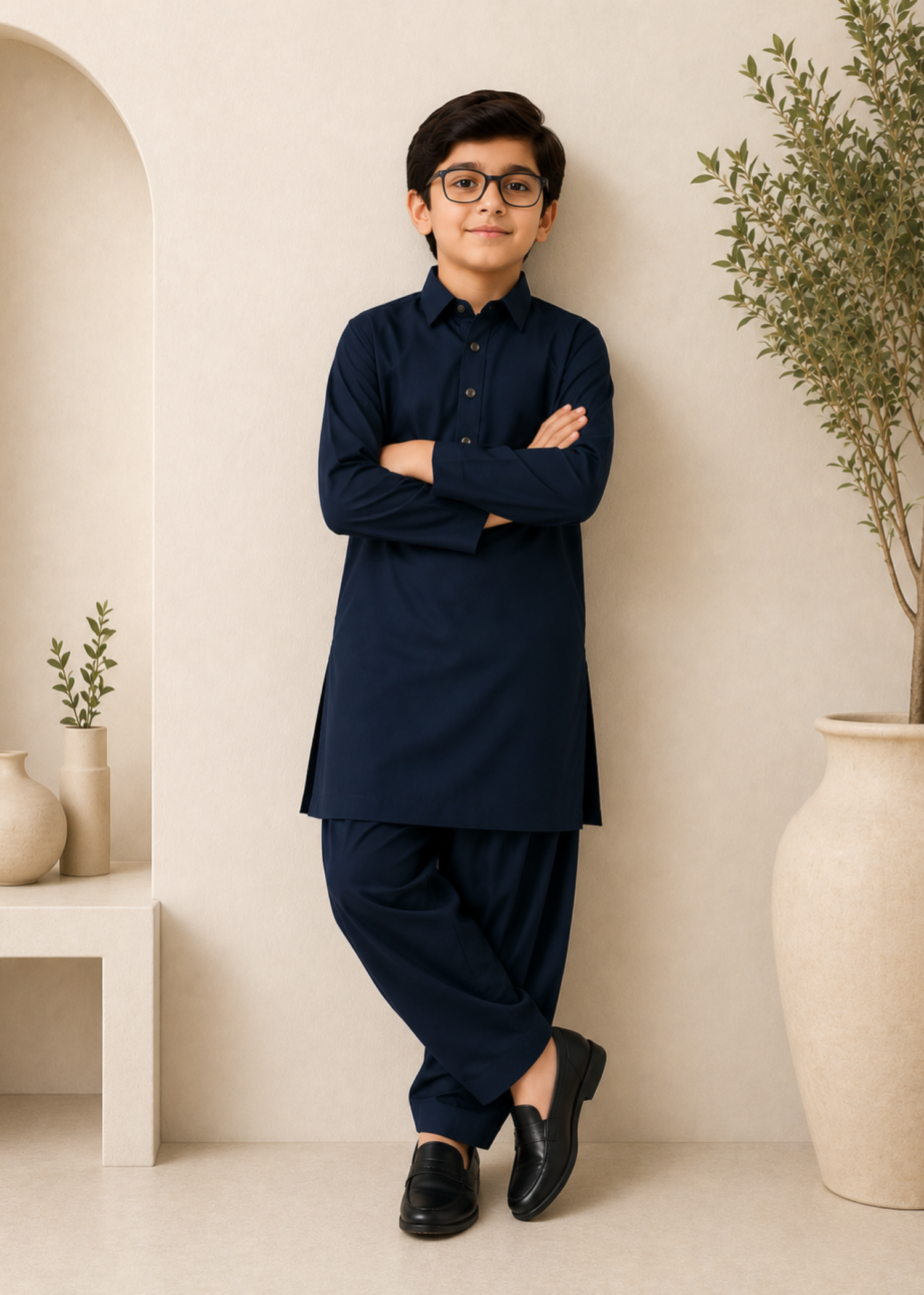 wash & wear Kurta Set in Midnight blue