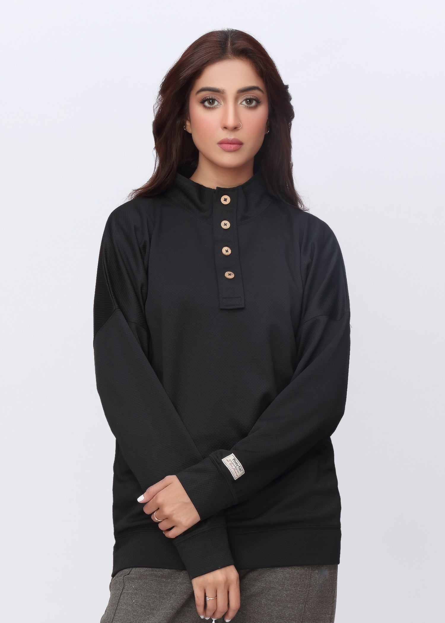 polyester Sweatshirt in Black