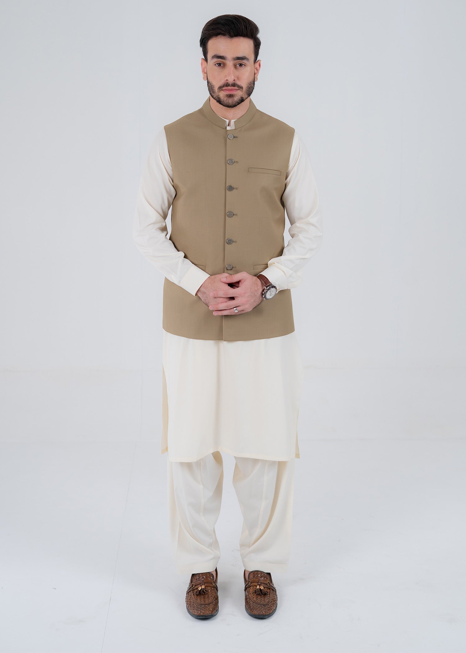 suiting Waistcoat in Beige by Buraq