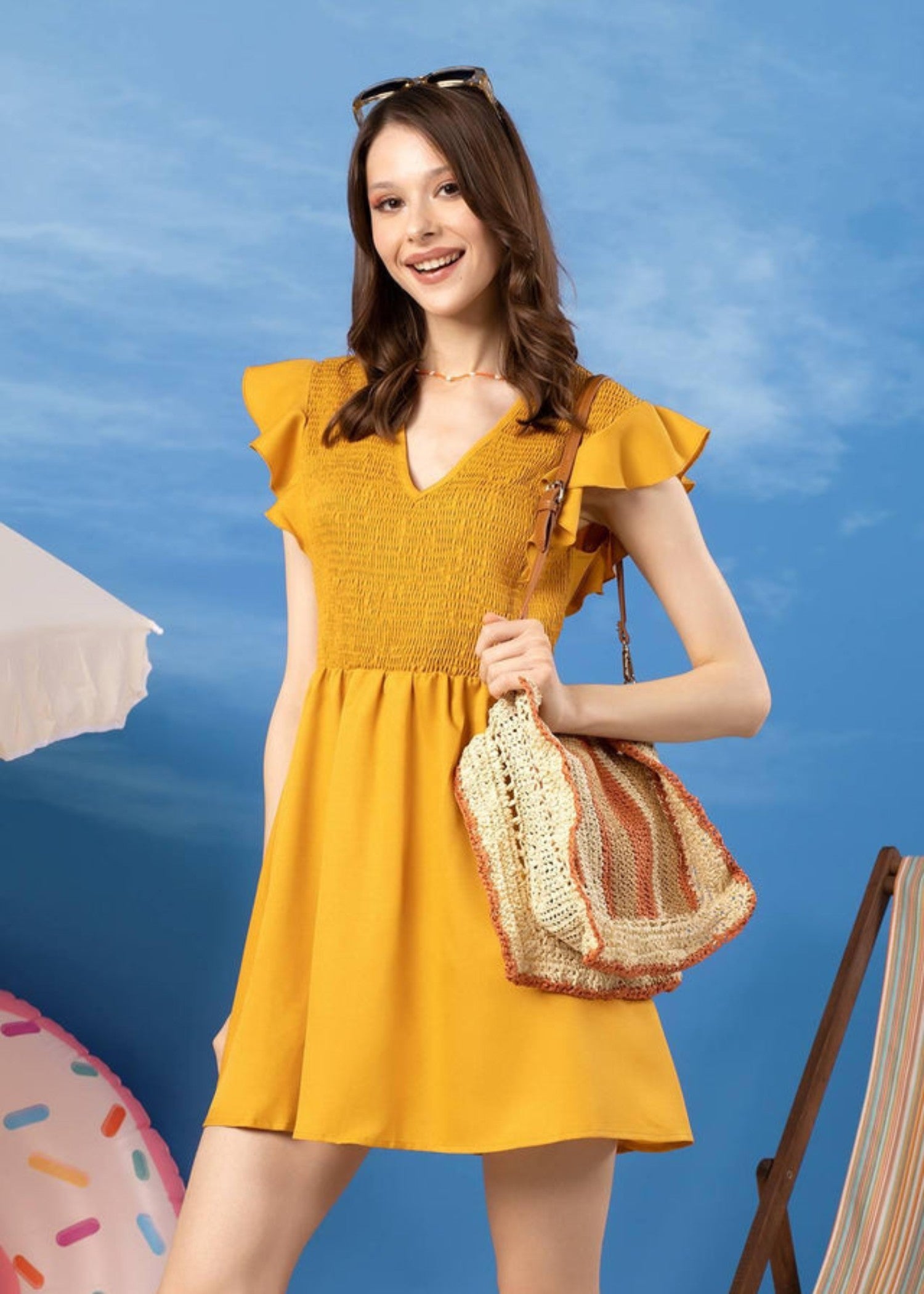 polyester Dress in Orange