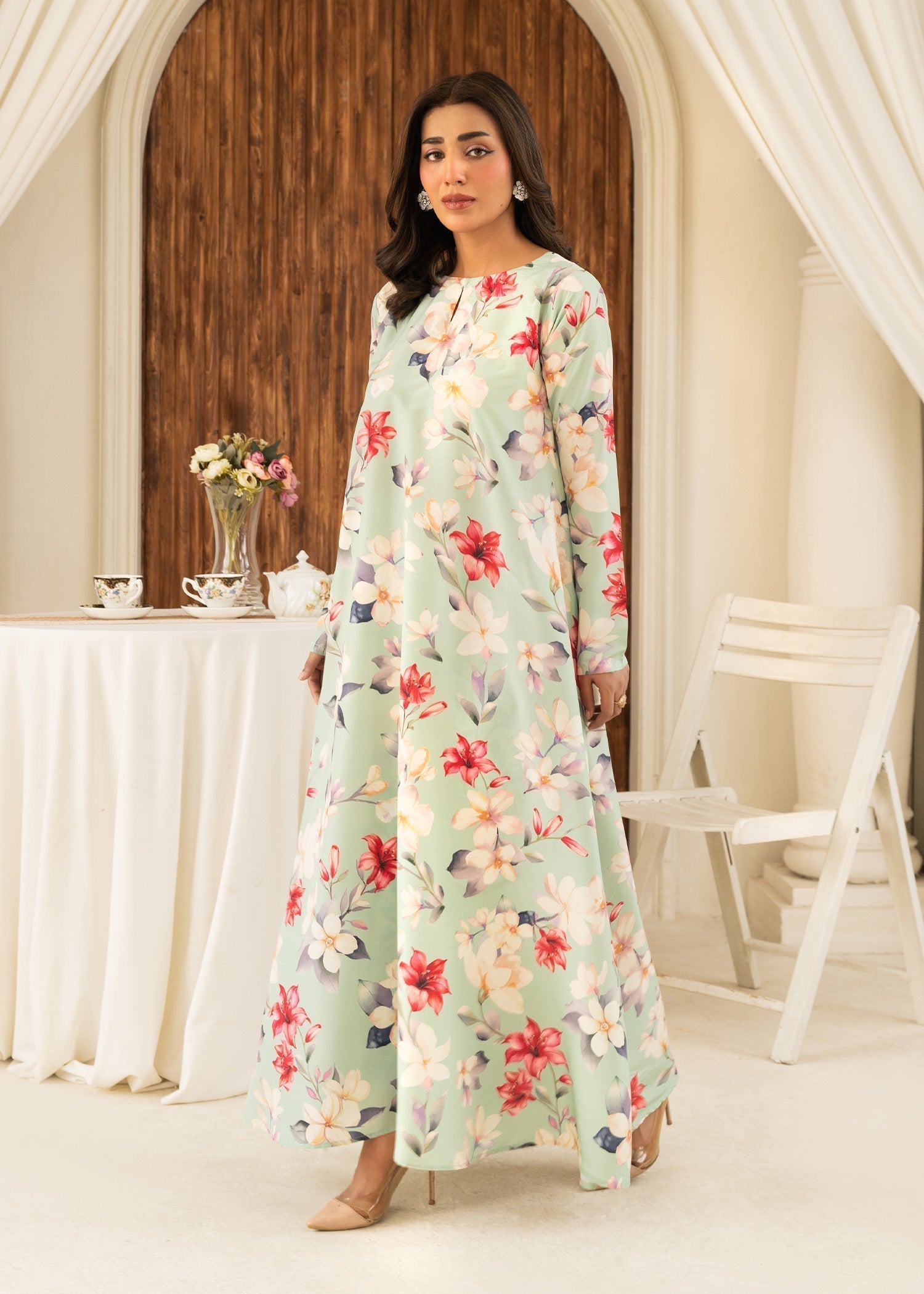 lawn Dress in Mint green