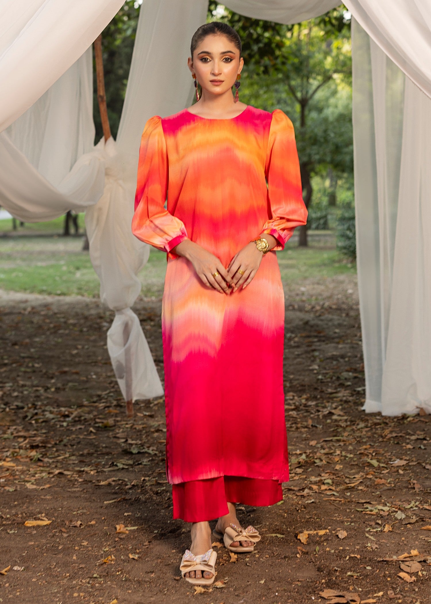 cotton silk Kurta Set in Multi