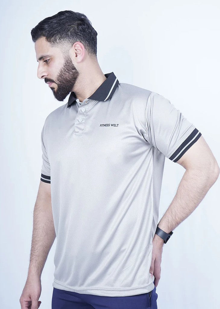polyester net Polo Shirt in Slate grey