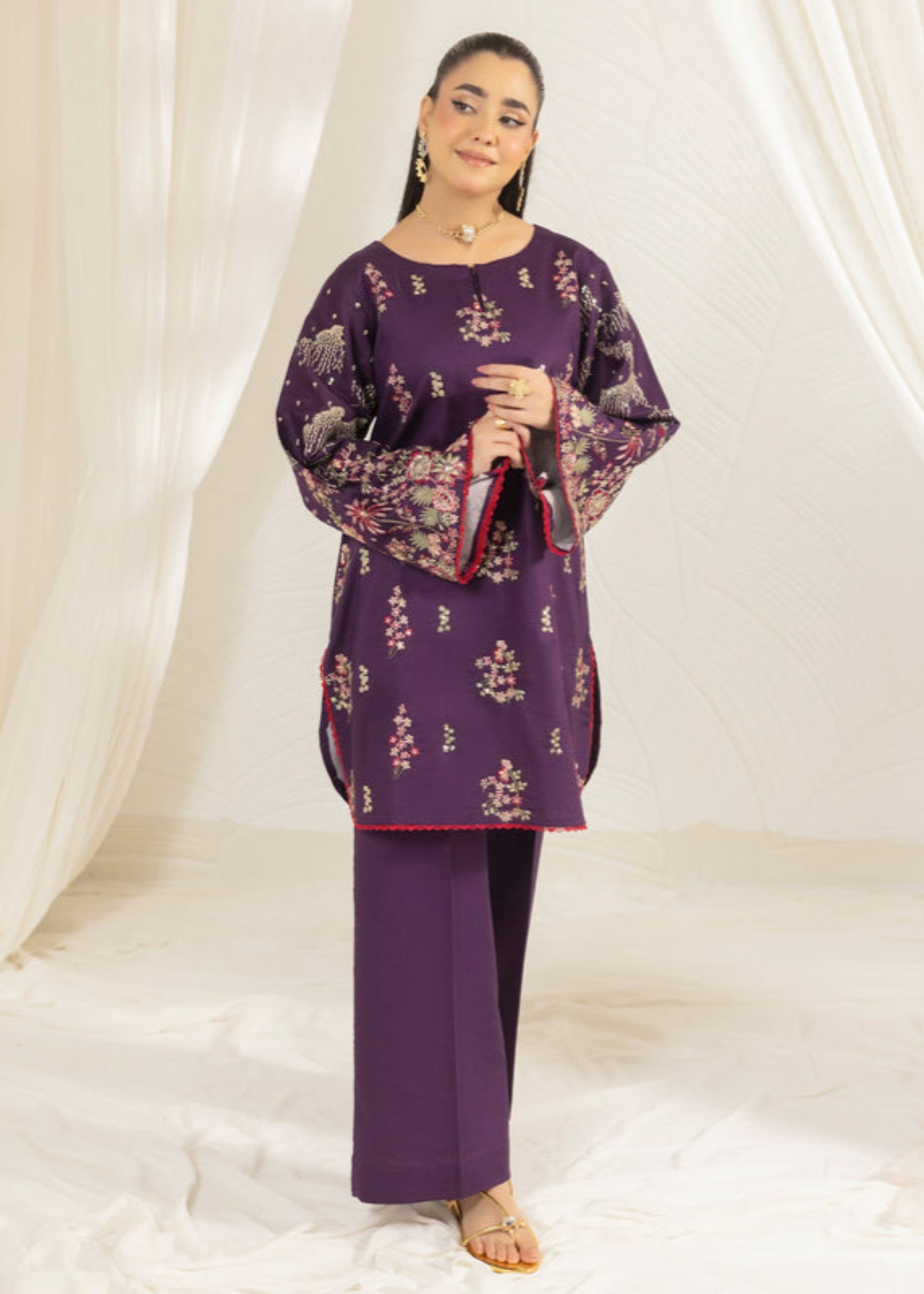 cotton dobby Kurta Set in Purple